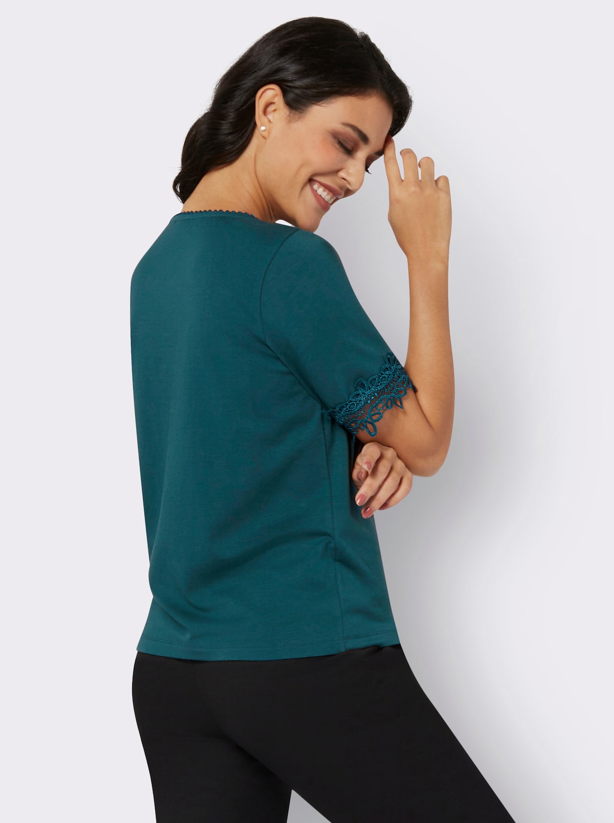 Shirt met ronde hals - petrol