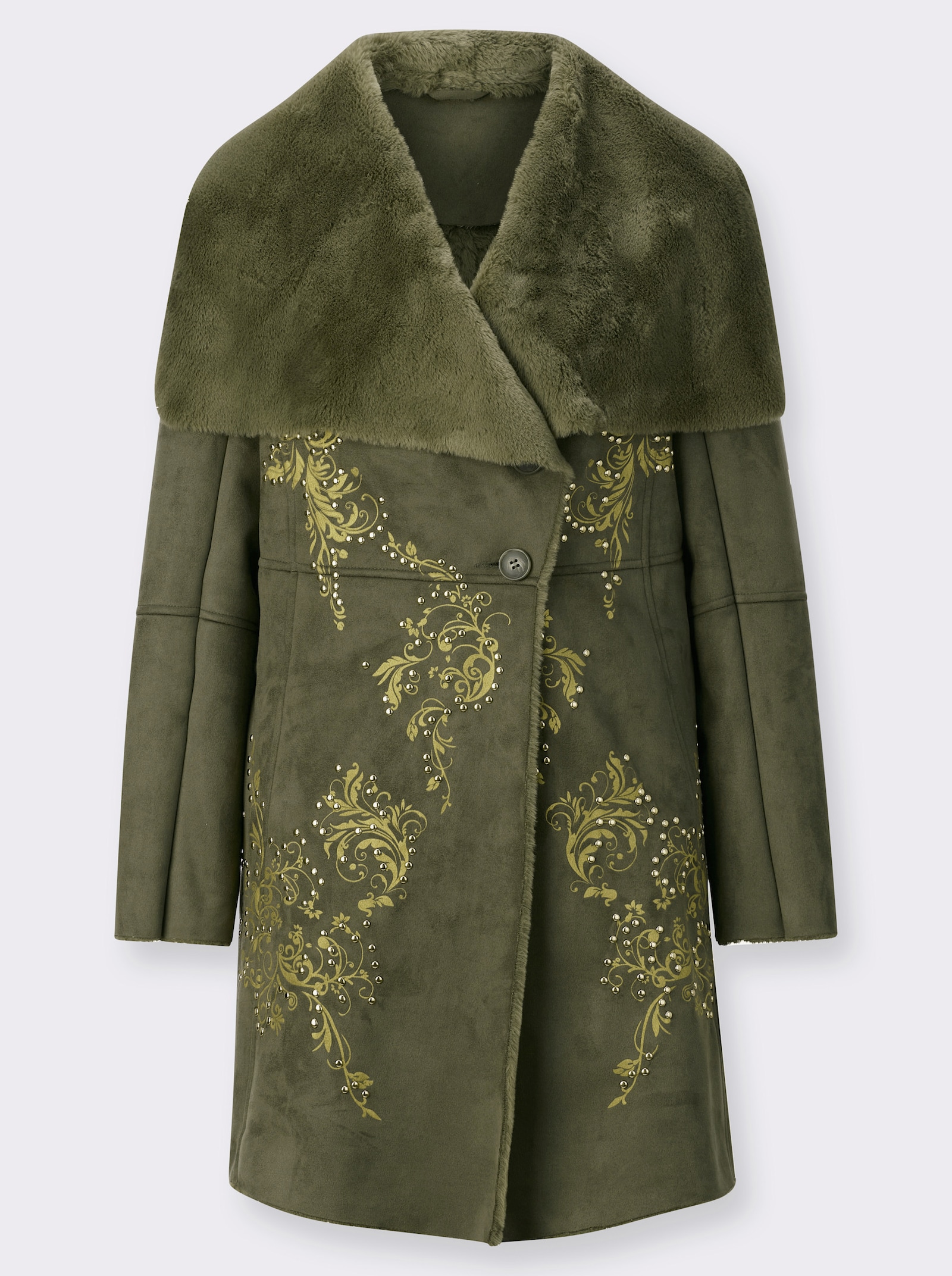 Mainpol Longjacke im hochwertigen Material-Mix - khaki