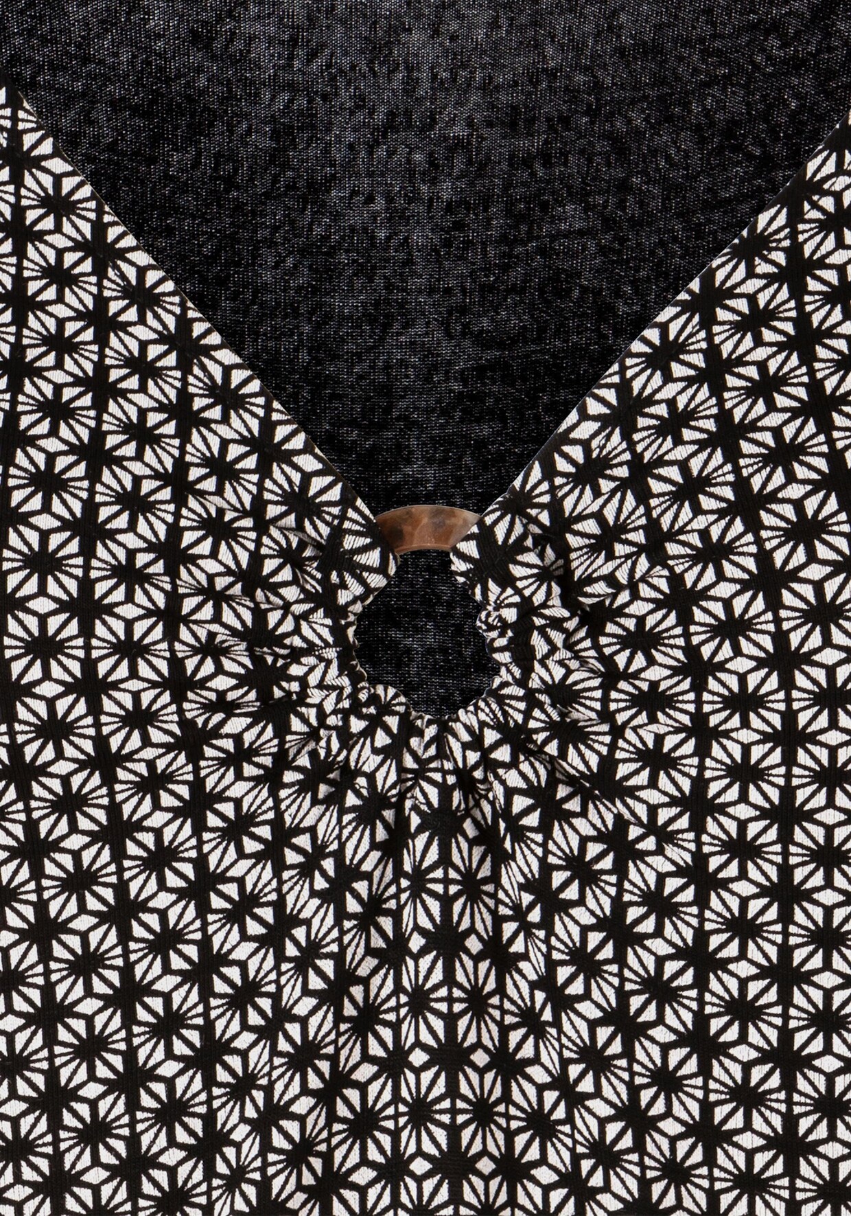 LASCANA 3/4-Arm-Shirt - schwarz-gemustert, schwarz