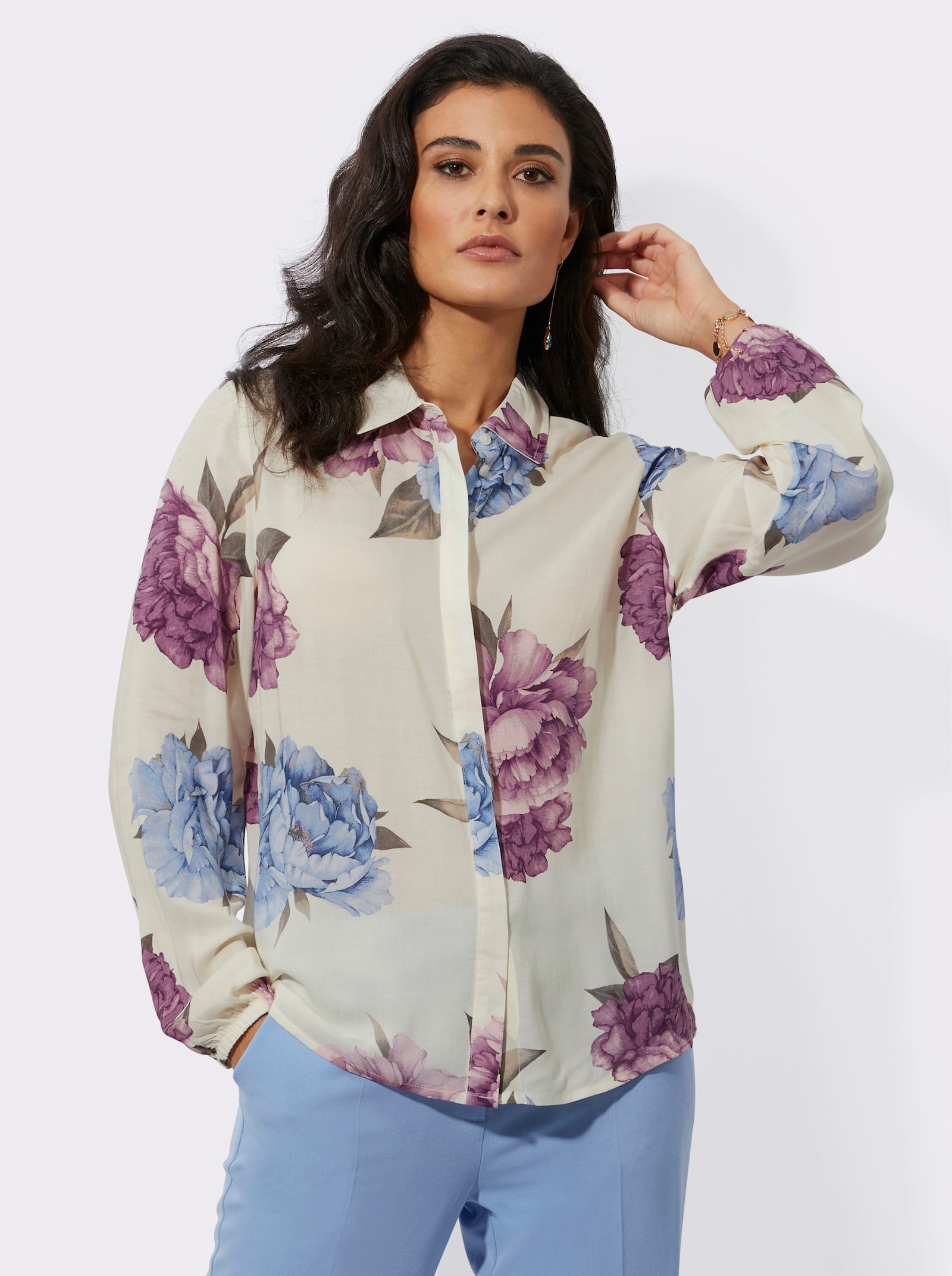 Druckbluse aus reinem, weichem Modal - champagner-mauve-bedruckt