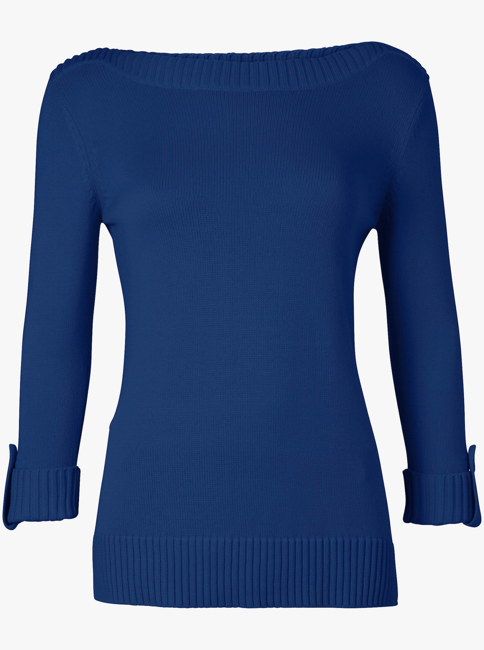 3/4 Arm-Pullover mit Zierriegel am Ärmel - royalblau