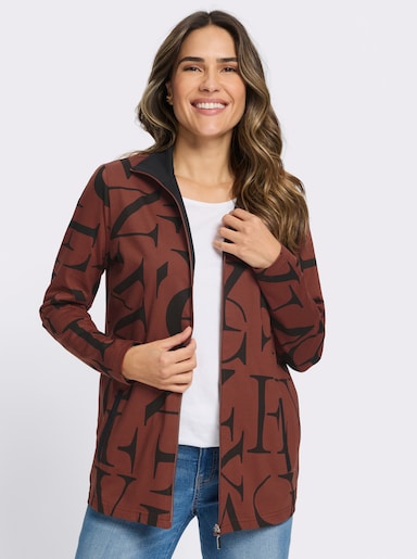 Shirtjacke mit Lettering-Druck - rotbraun-schwarz-bedruckt