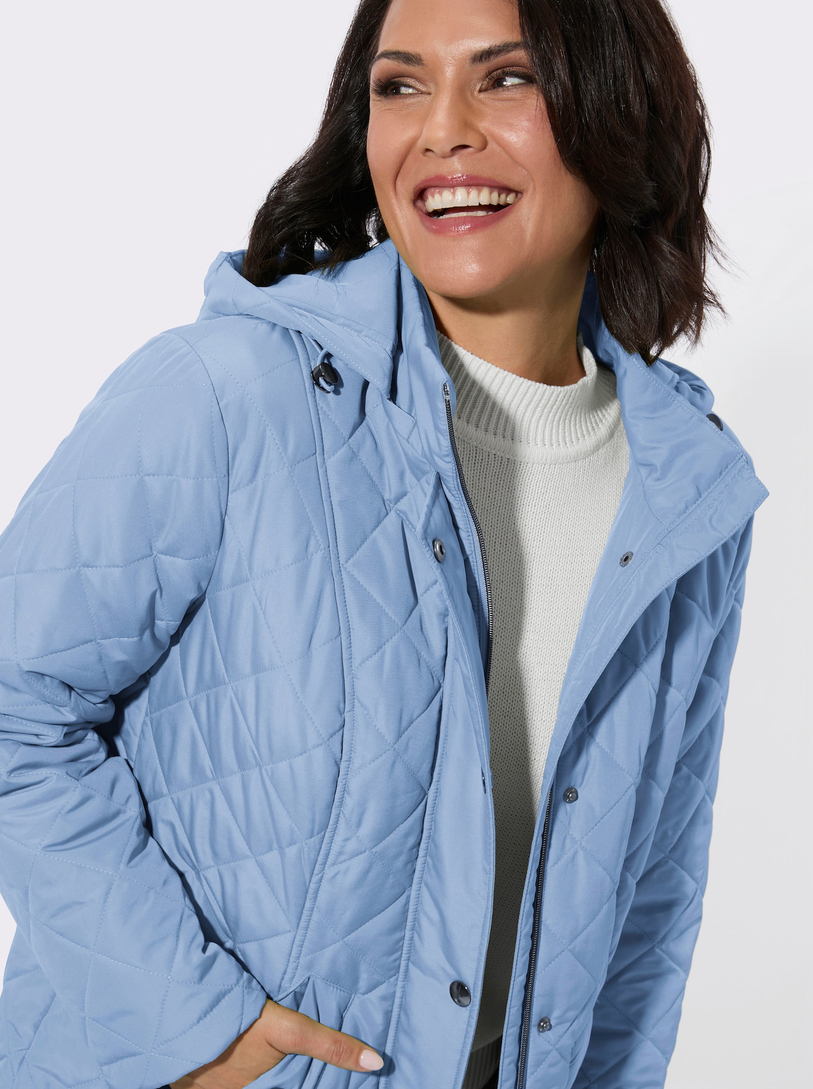 Steppjacke mit Druckknopf-Taschen - eisblau