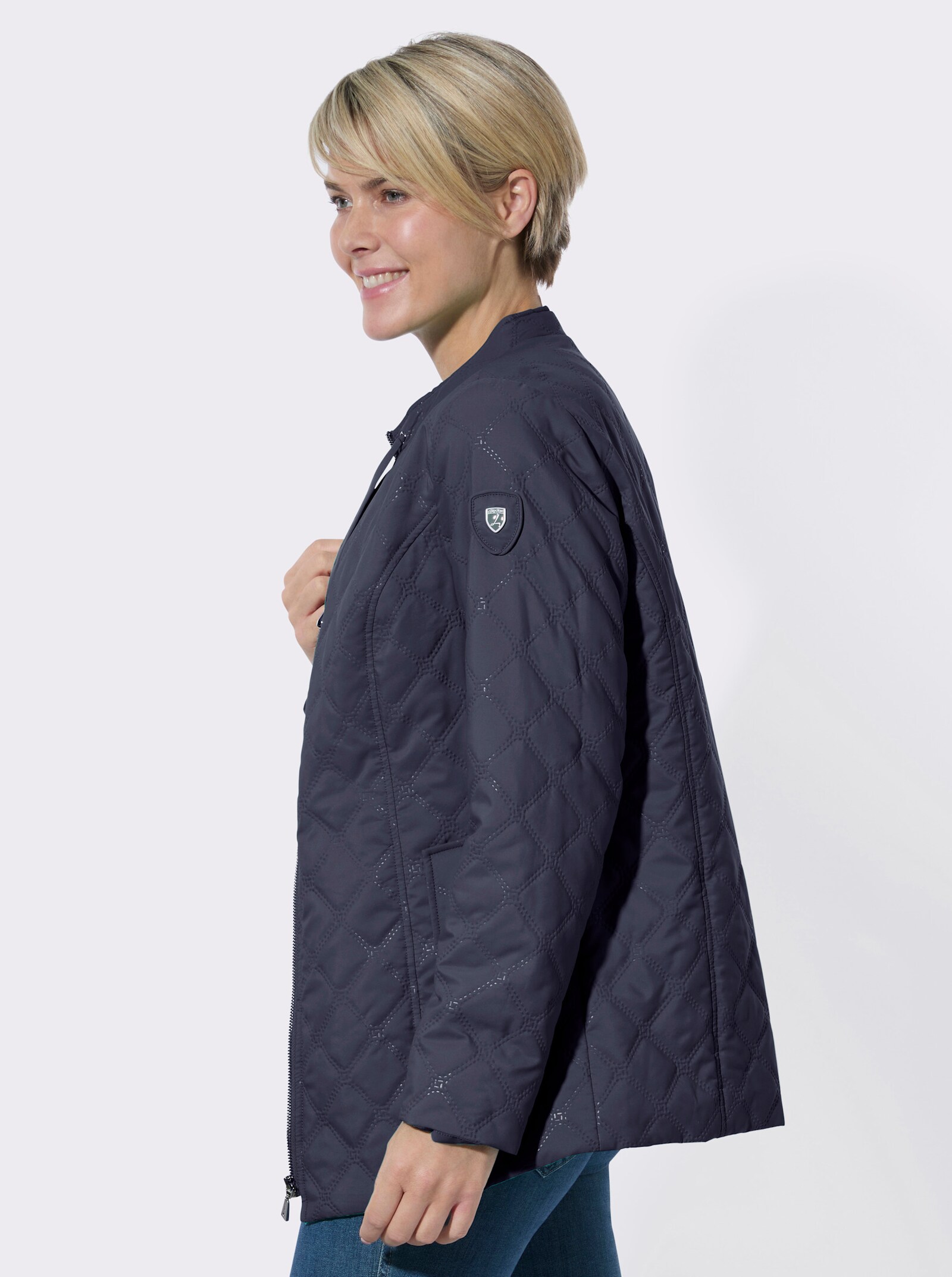 Steppjacke mit Prägedruck in Steppoptik - marine