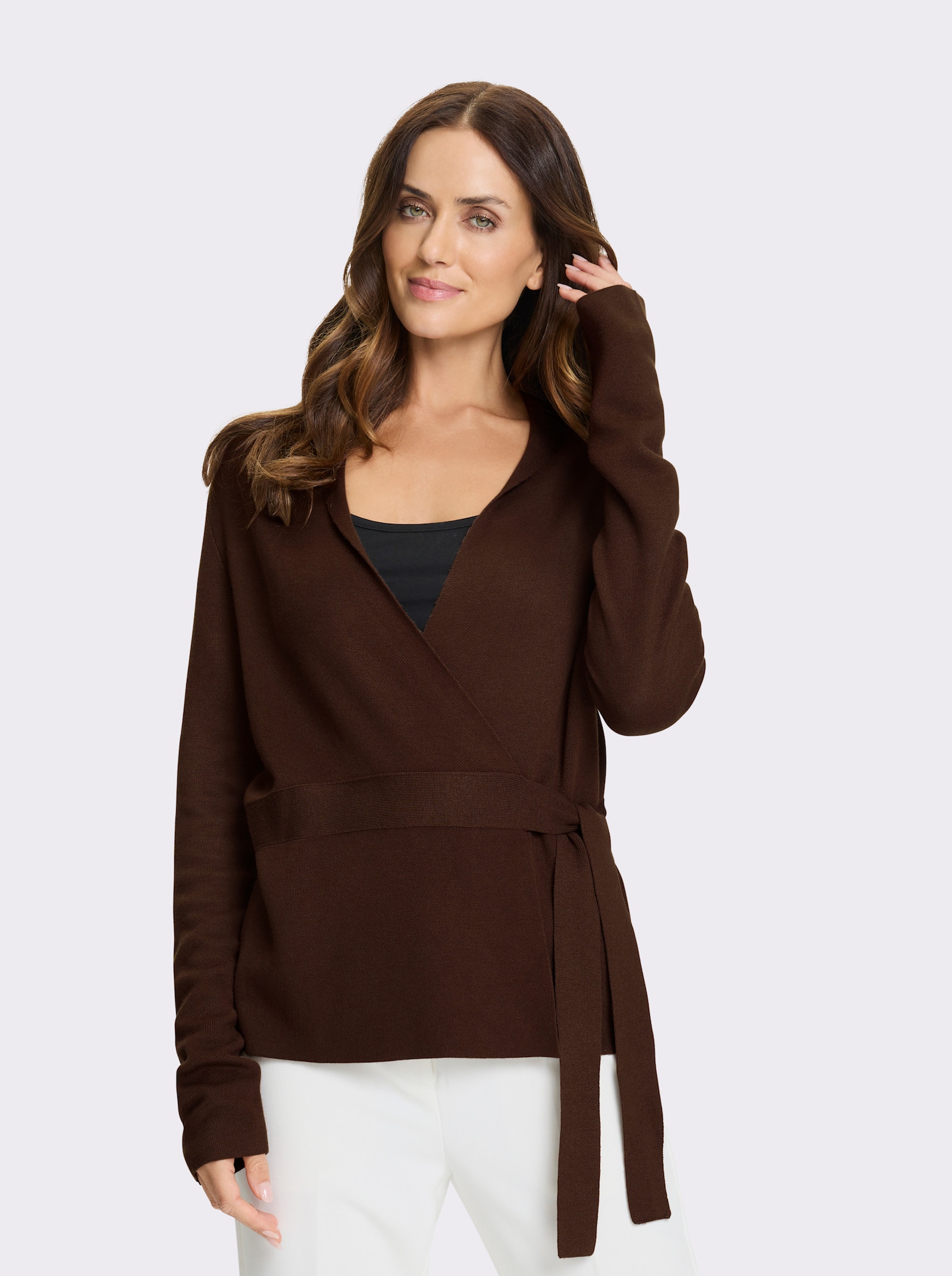 heine Wikkelvest met lange mouwen - chocolade