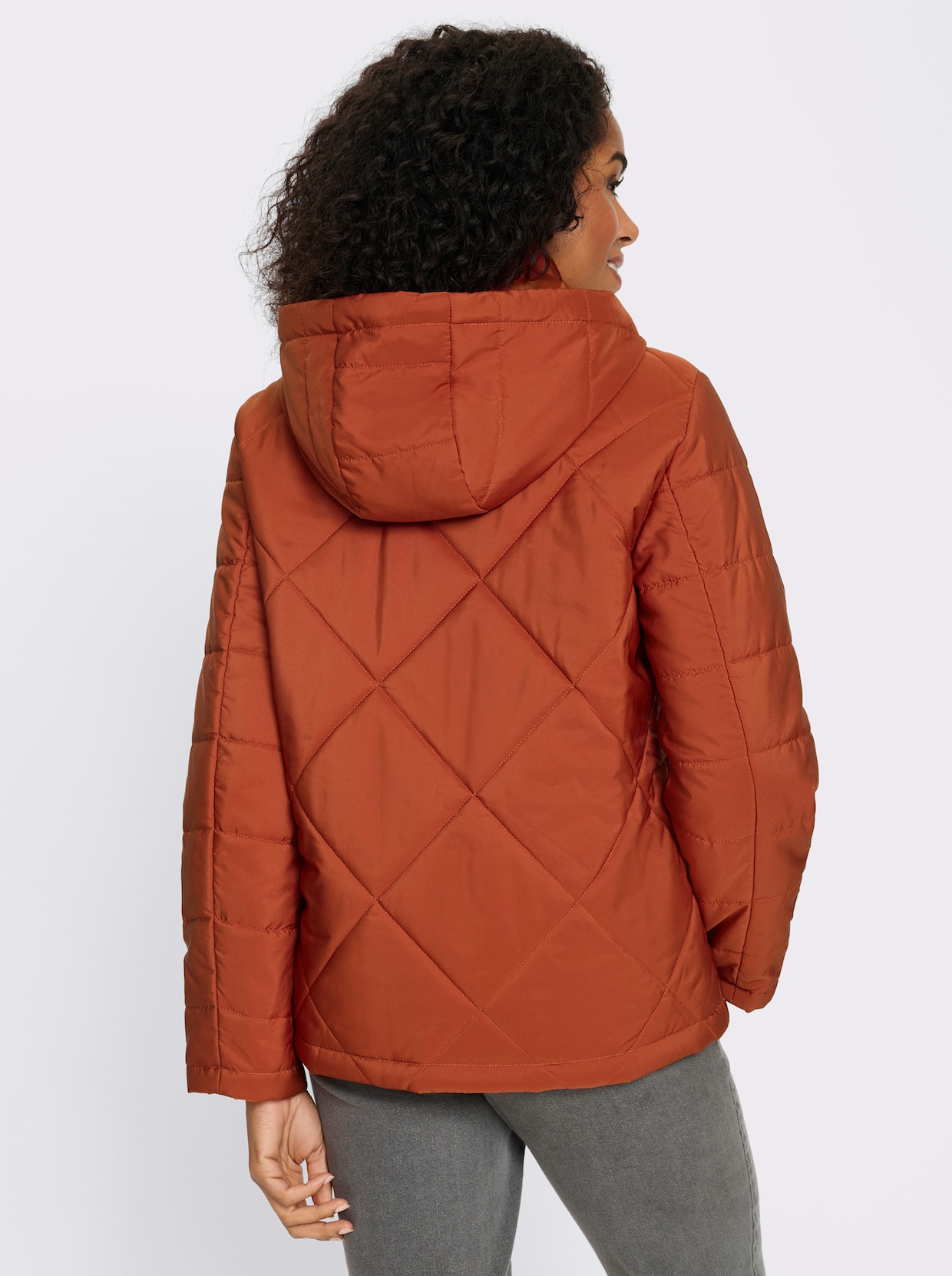Steppjacke mit Kontrast-Details - rostrot-schwarz