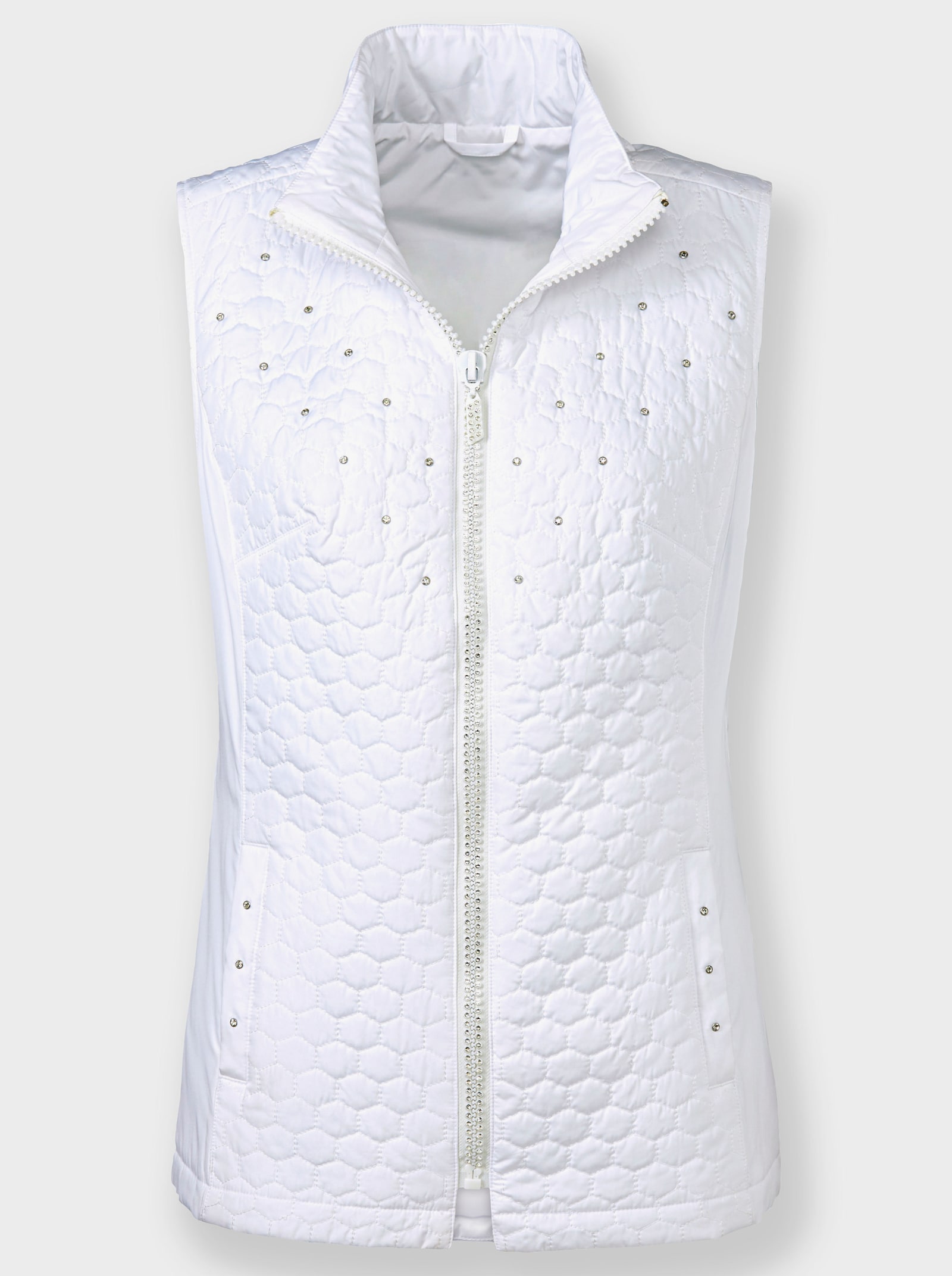 Prošívaná vesta s pajetkami - ecru