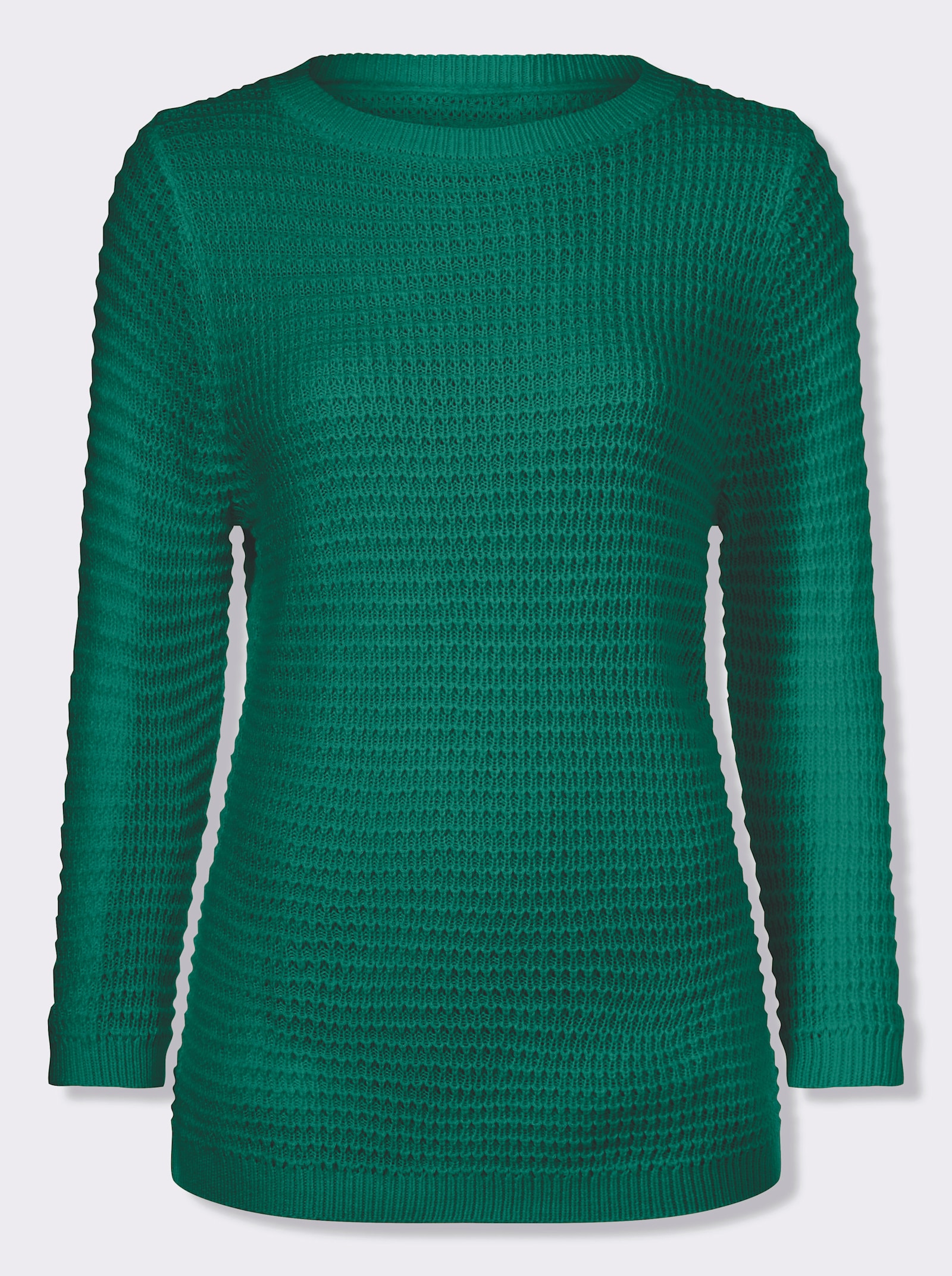 3/4 Arm-Pullover mit U-Boot-Ausschnitt - smaragd