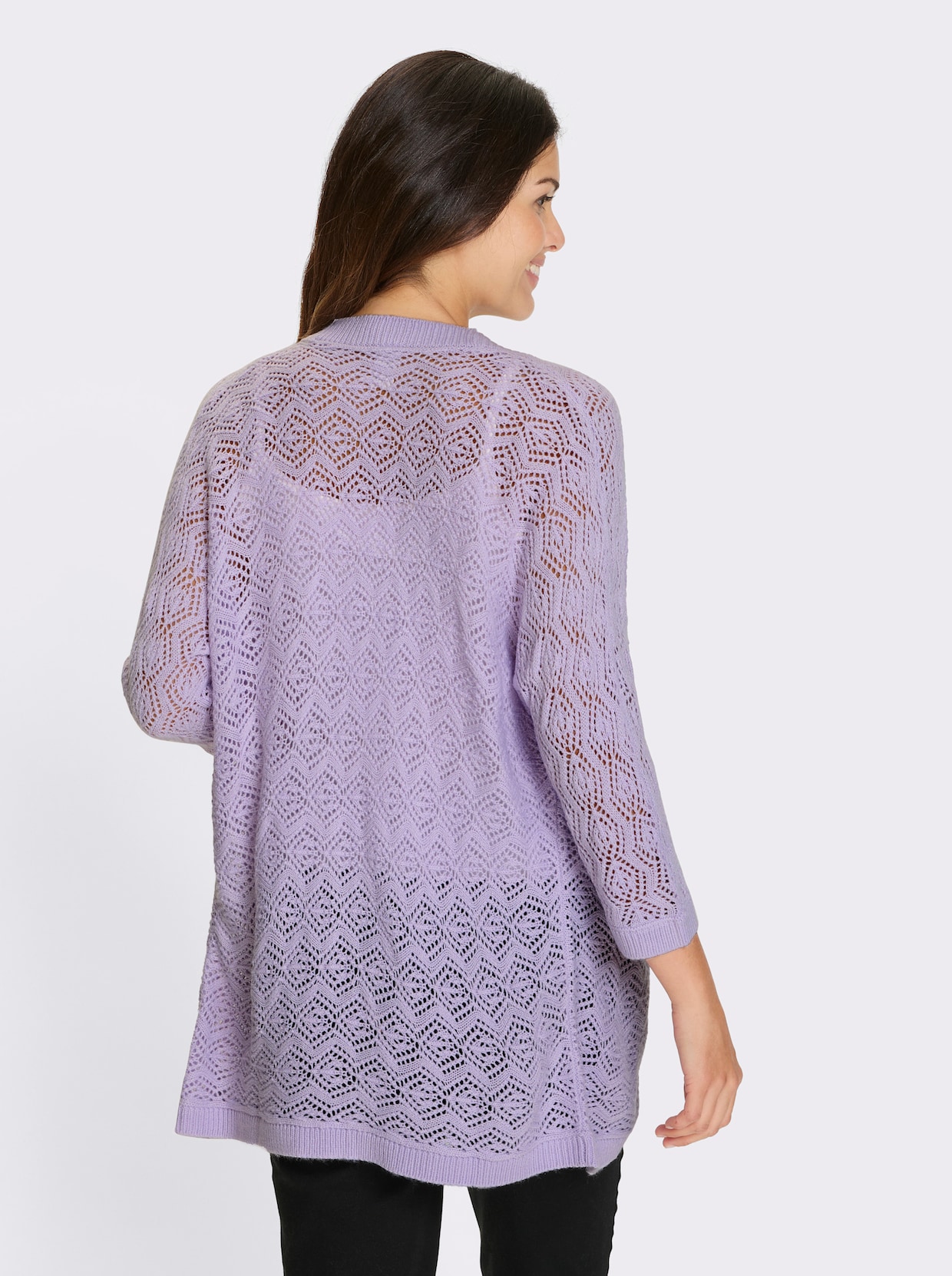 Ajourstrickjacke - flieder