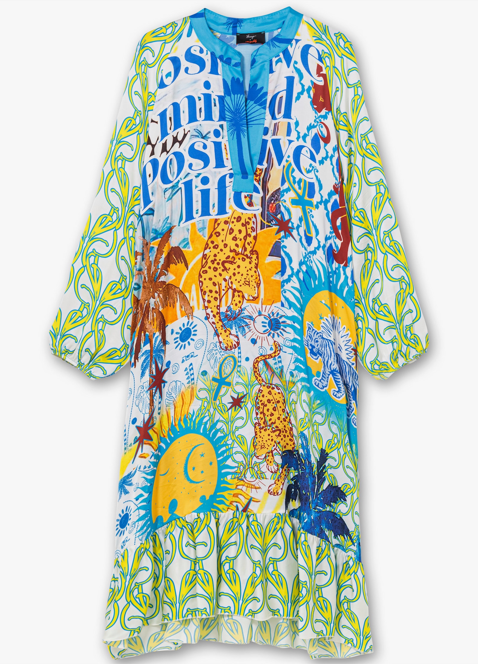 sheego loves miss goodlife Druckkleid im Multicolor-Mustermix - gelb-gemustert