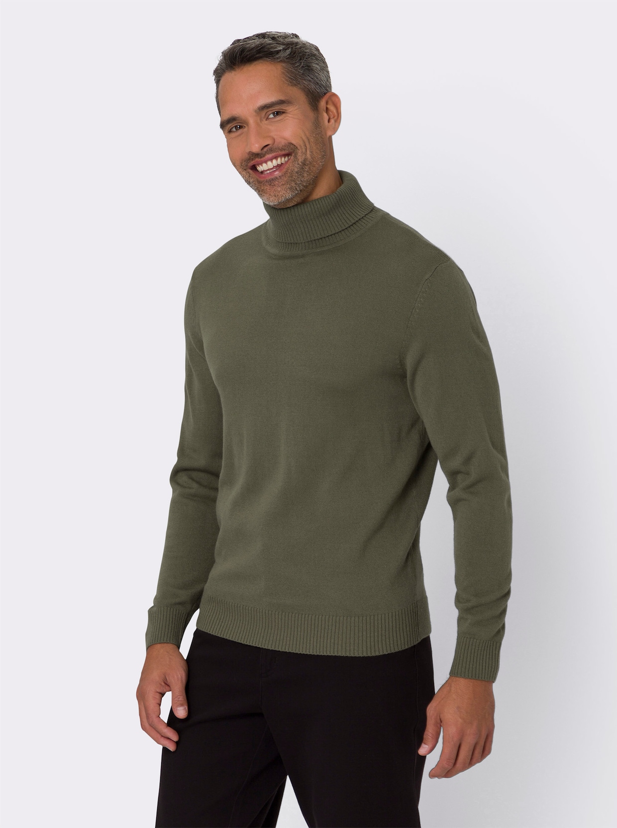 Rollkragen-Pullover - khaki