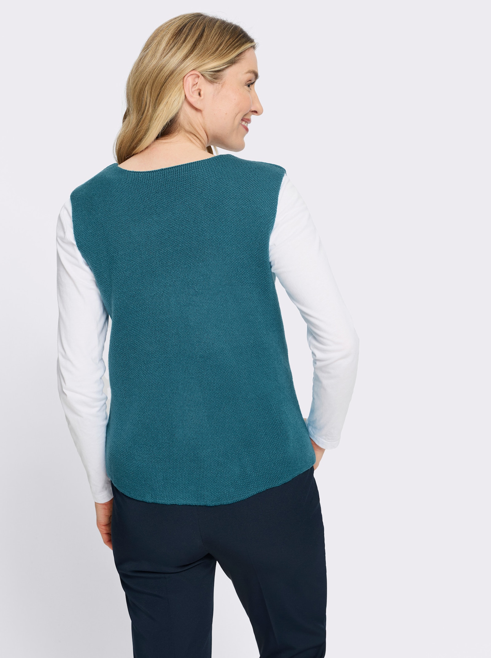 Strickweste mit Knöpfen in Perlen-Optik - aquapetrol