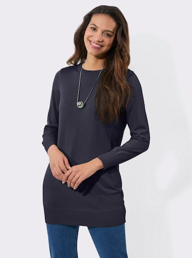 Longpullover in Feinstrick-Qualität - marine