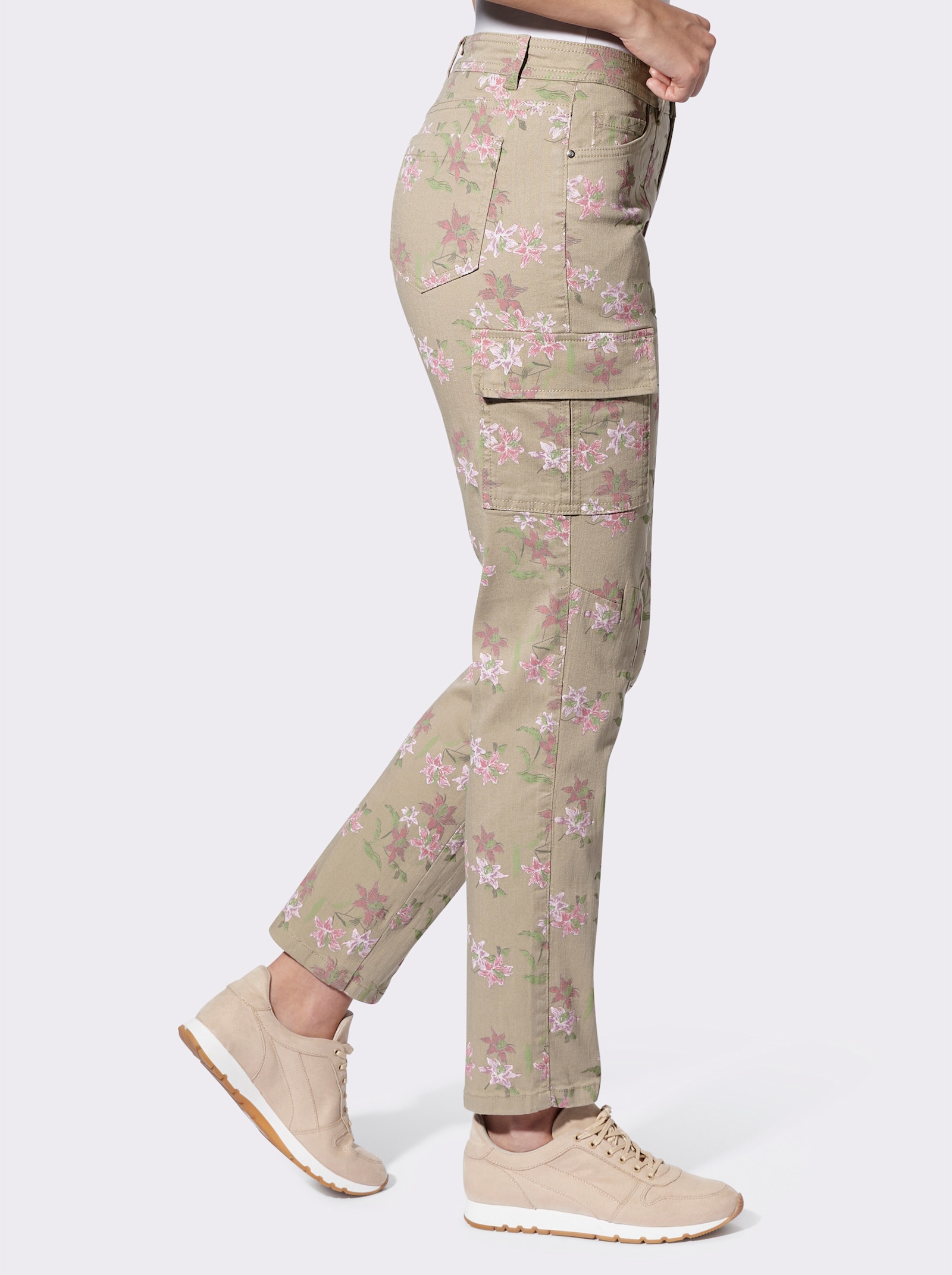heine Druckhose mit Floral-Print - sesam-altrosa-bedruckt