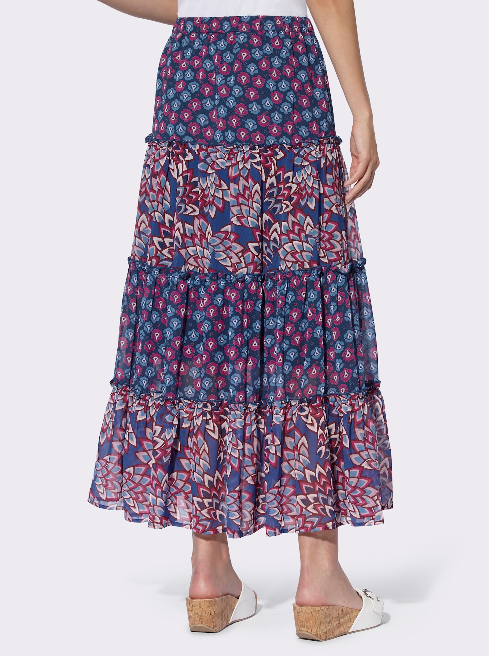 heine Strokenrok in patchlook - koningsblauw/magenta bedrukt