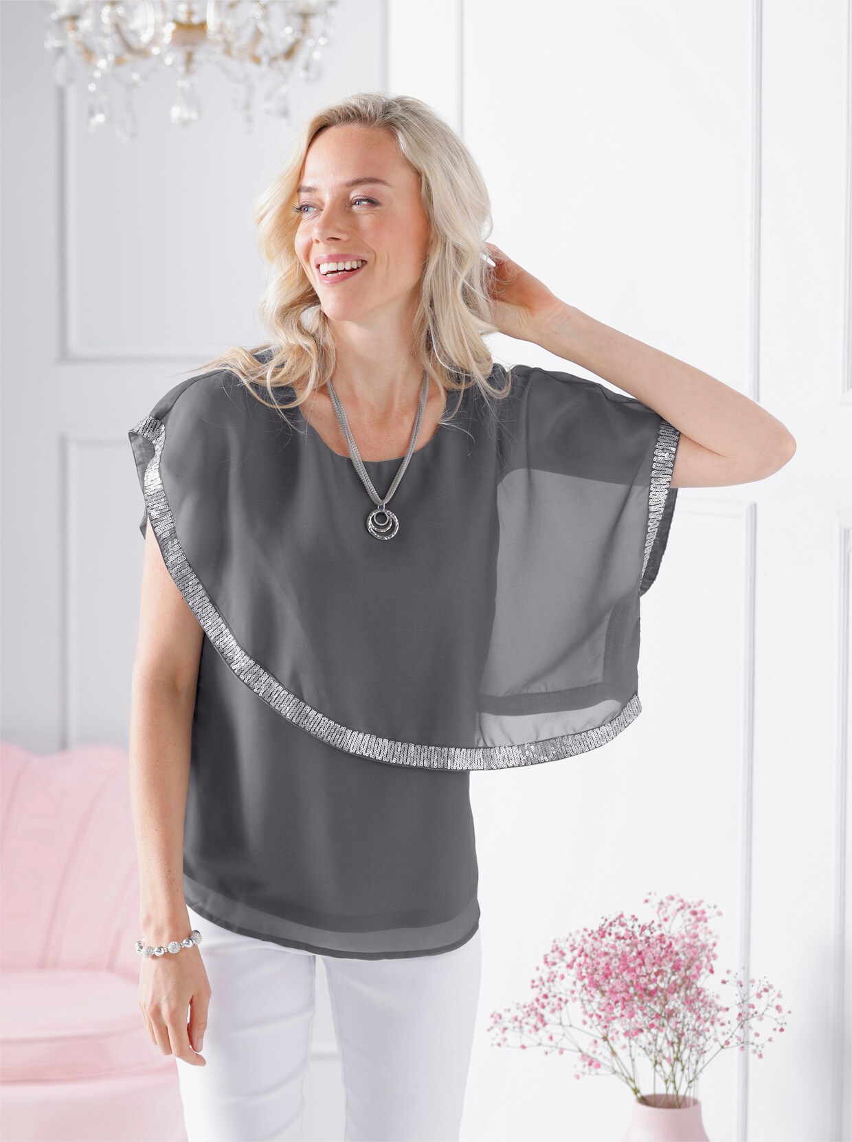 Georgetteblouse - antraciet