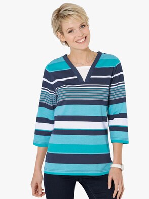 Shirt - petrol-gestreift