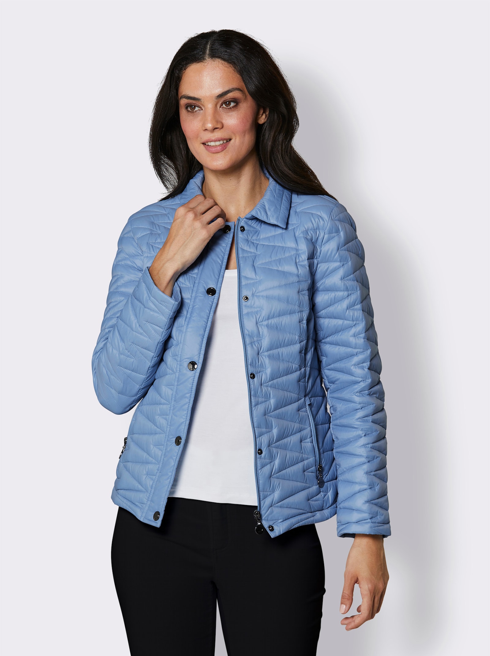 CREATION L PREMIUM Veste en duvet avec piquage zigzag - bleu ciel