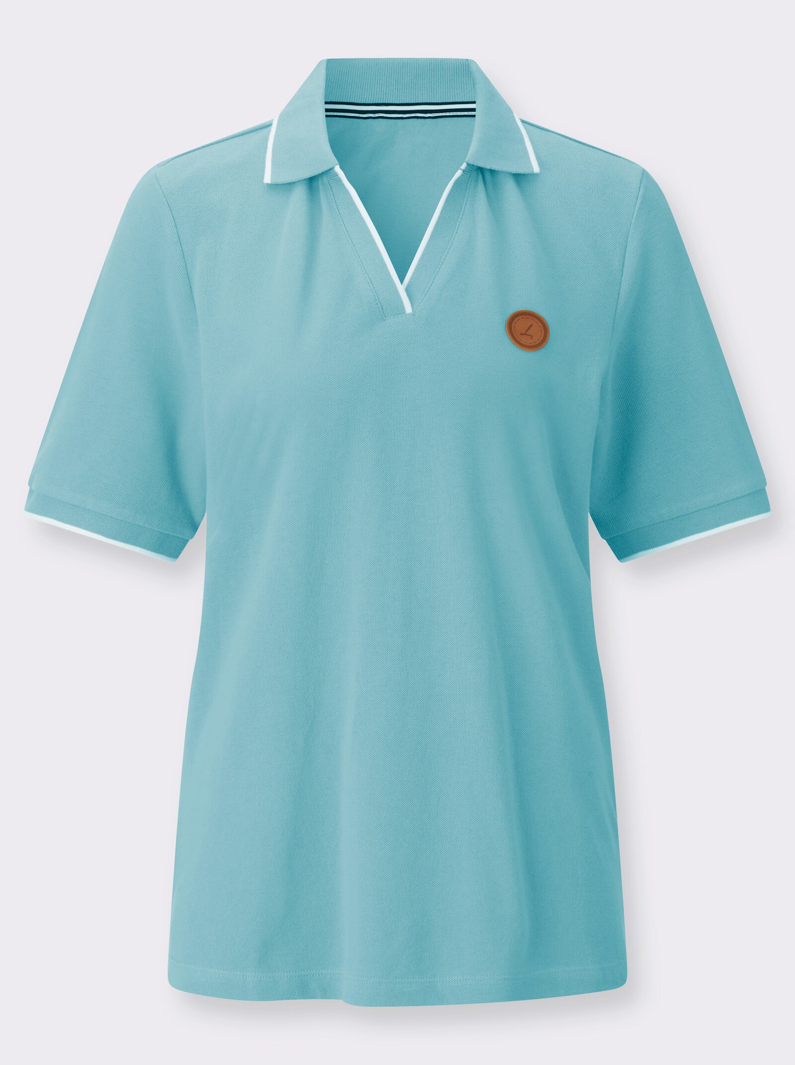 Poloshirt mit Kontrastdetails - aquamarin