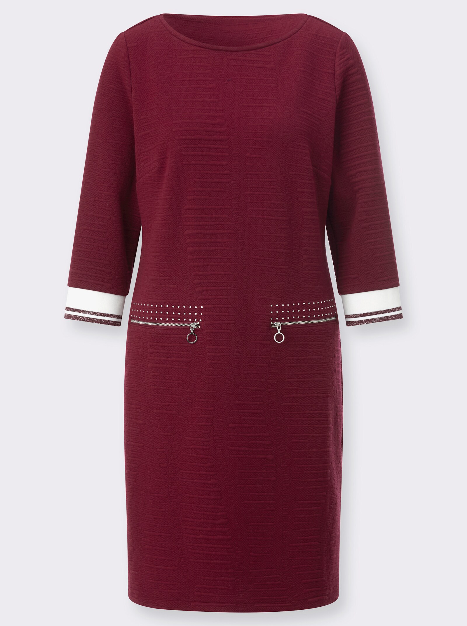 Jerseykleid mit Jacquard-Muster - bordeaux