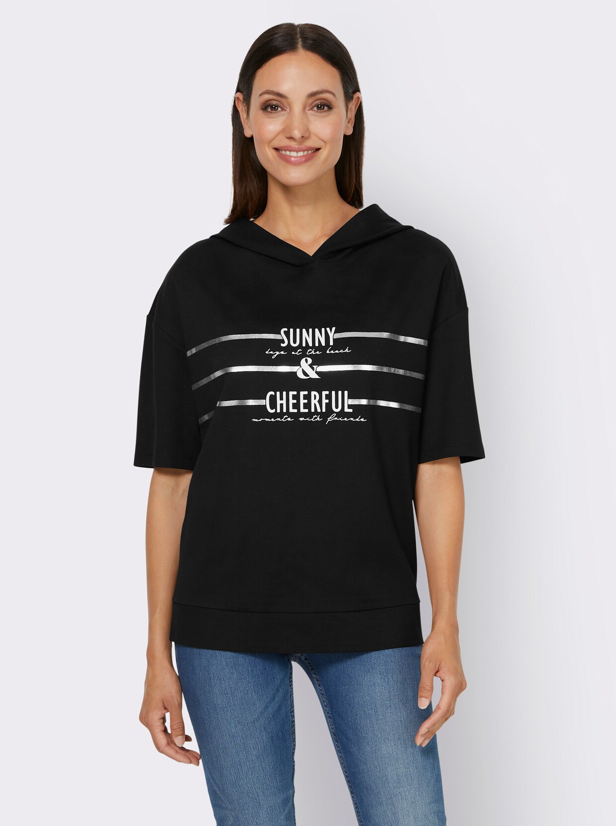 heine Sweatshirt met capuchon - zwart