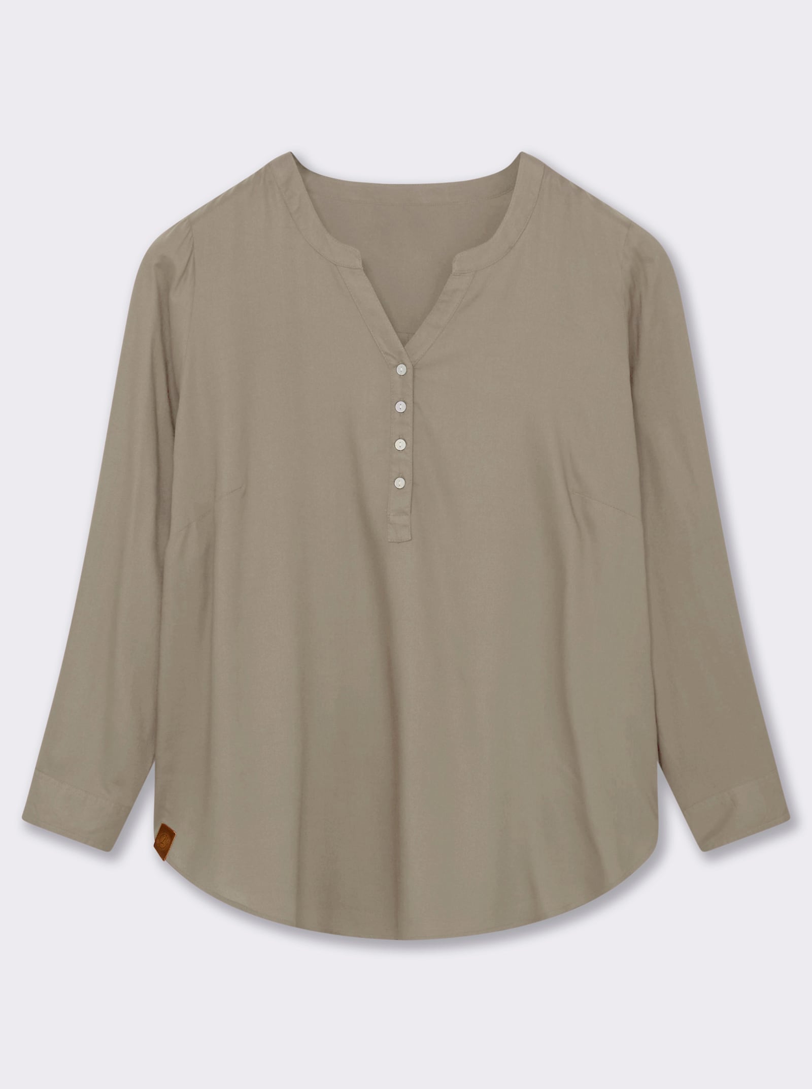 Longbluse mit abgerundetem Saum - schlamm