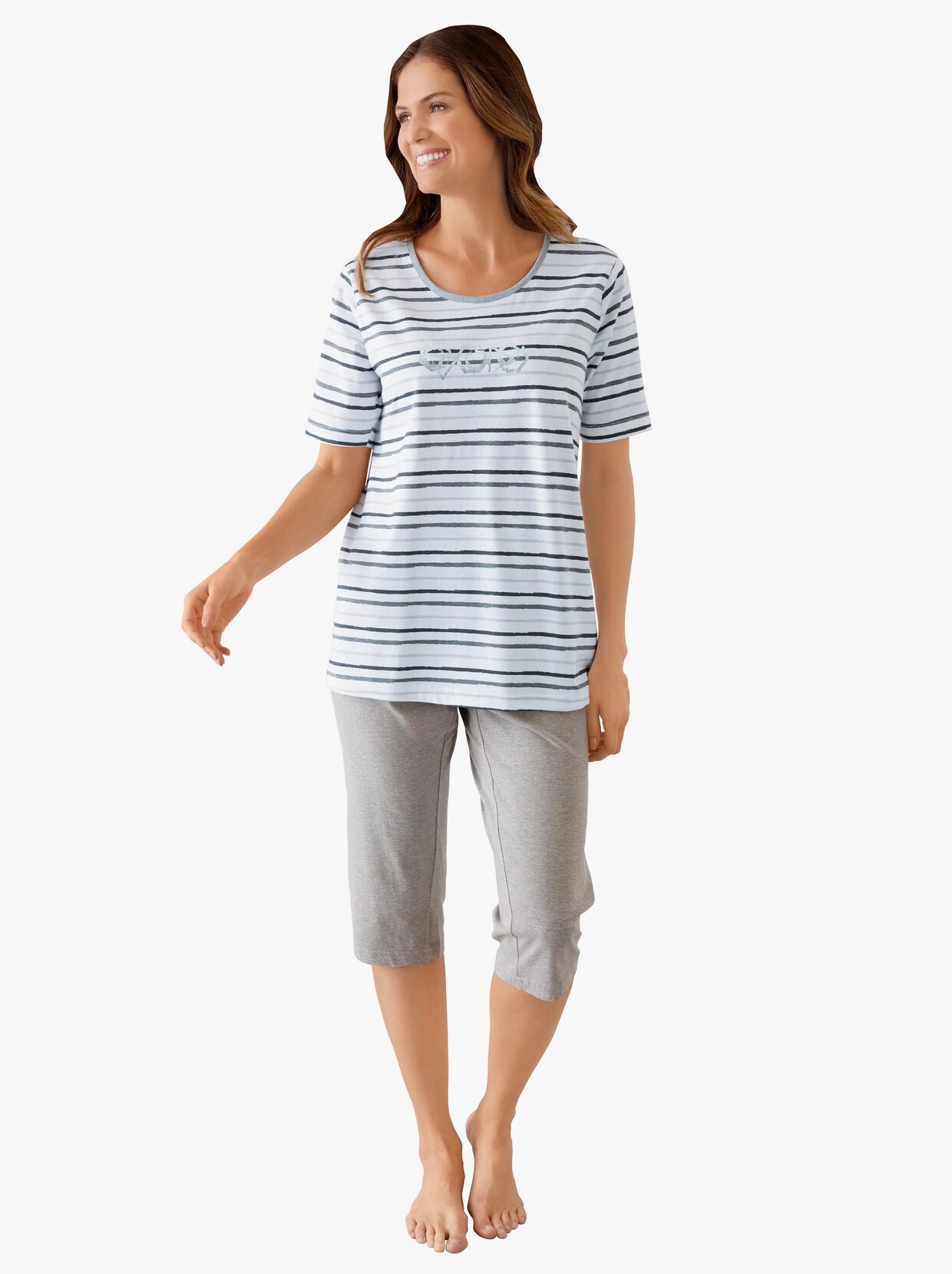 Capri-pyjama - grijs geprint