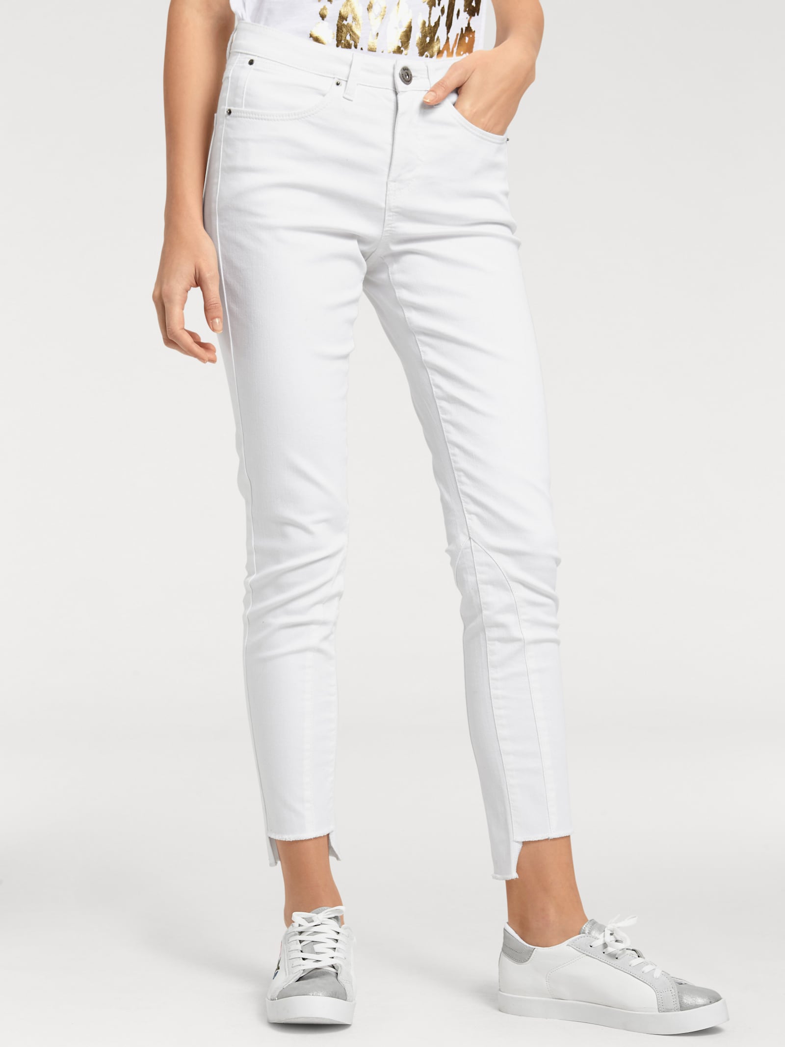 heine Destroyed jeans met power mesh - wit