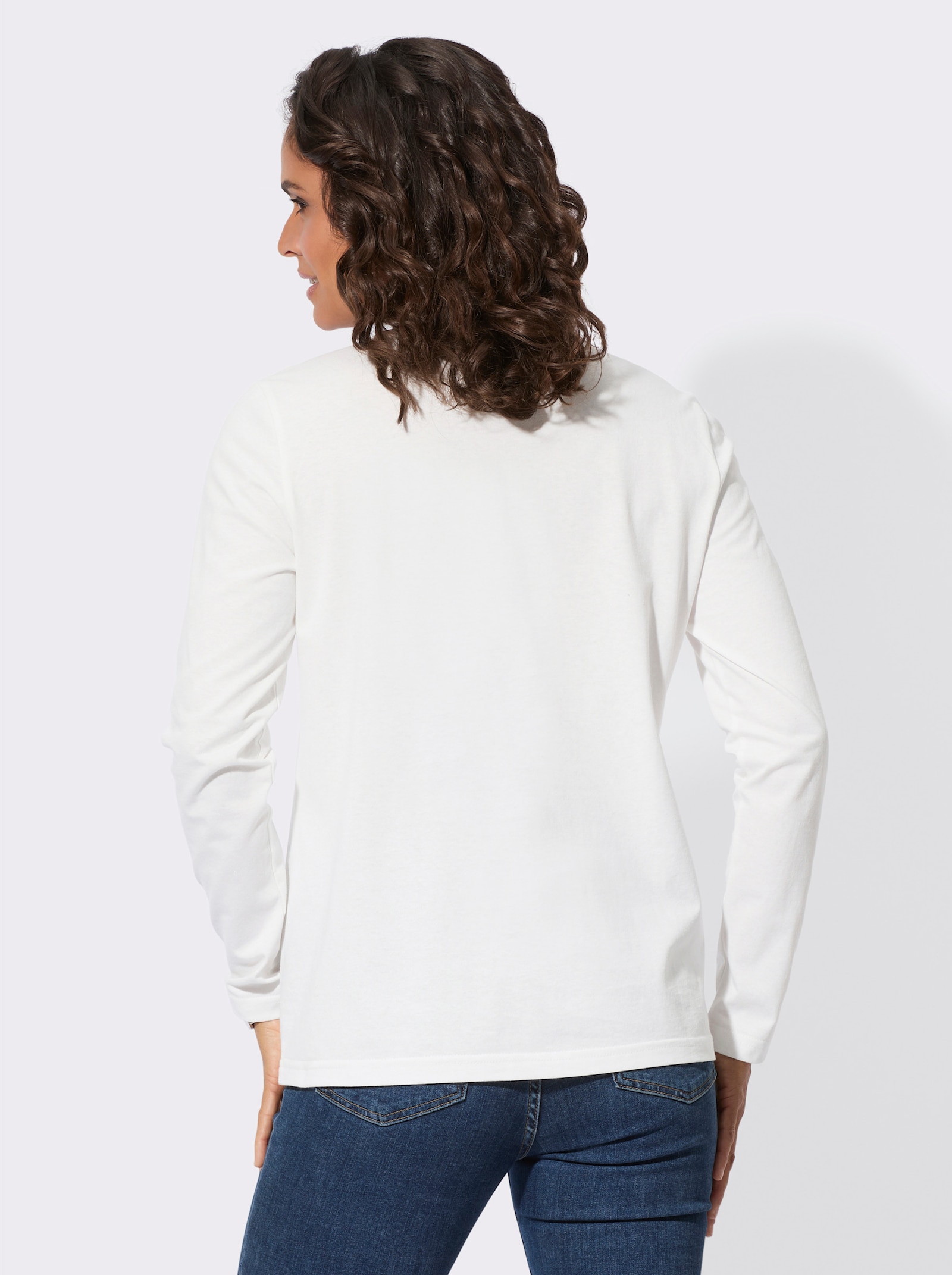 Tričko s dlouhým rukávem s kulatým výstřihem - ecru
