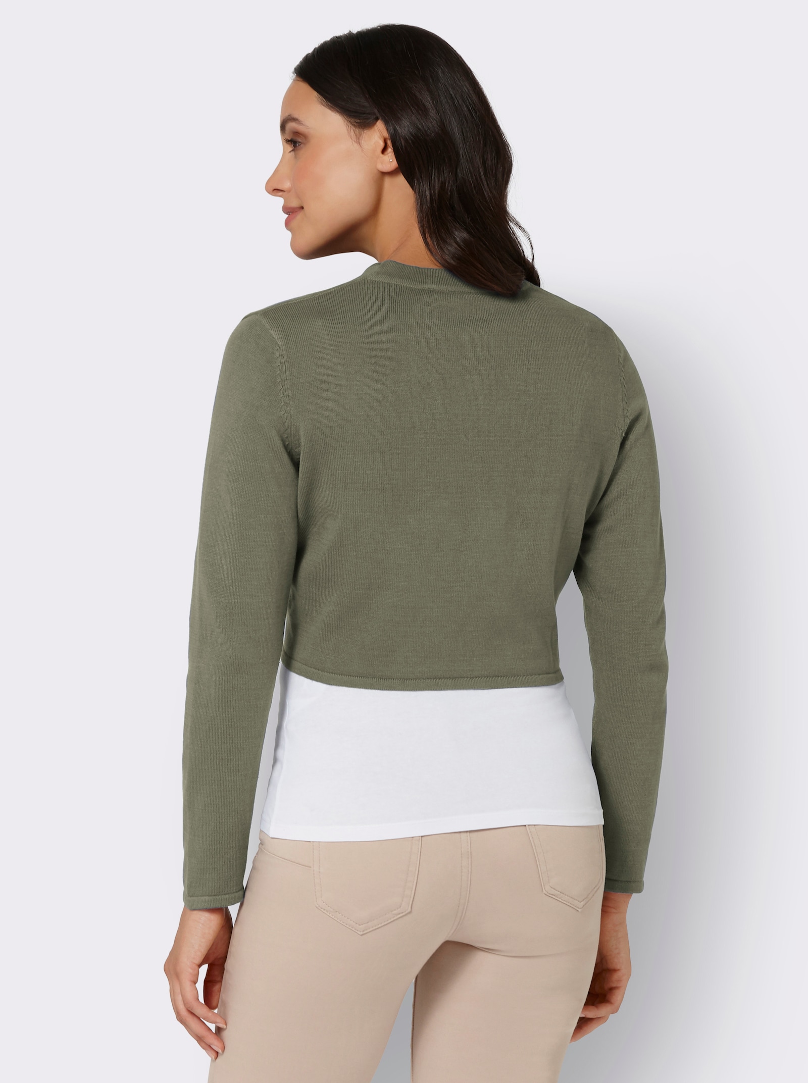 Bolero Feinstrick-Qualität, verschlusslos - khaki