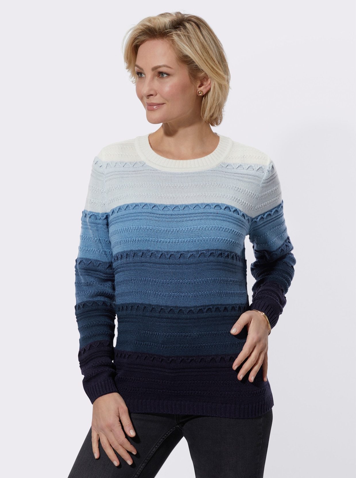 Pullover - jeansblau-gemustert