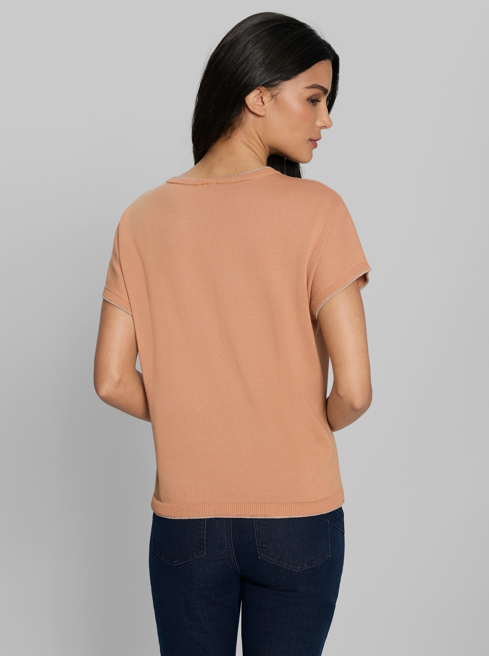 heine Kurzarmpullover mit RC-Applikation - camel