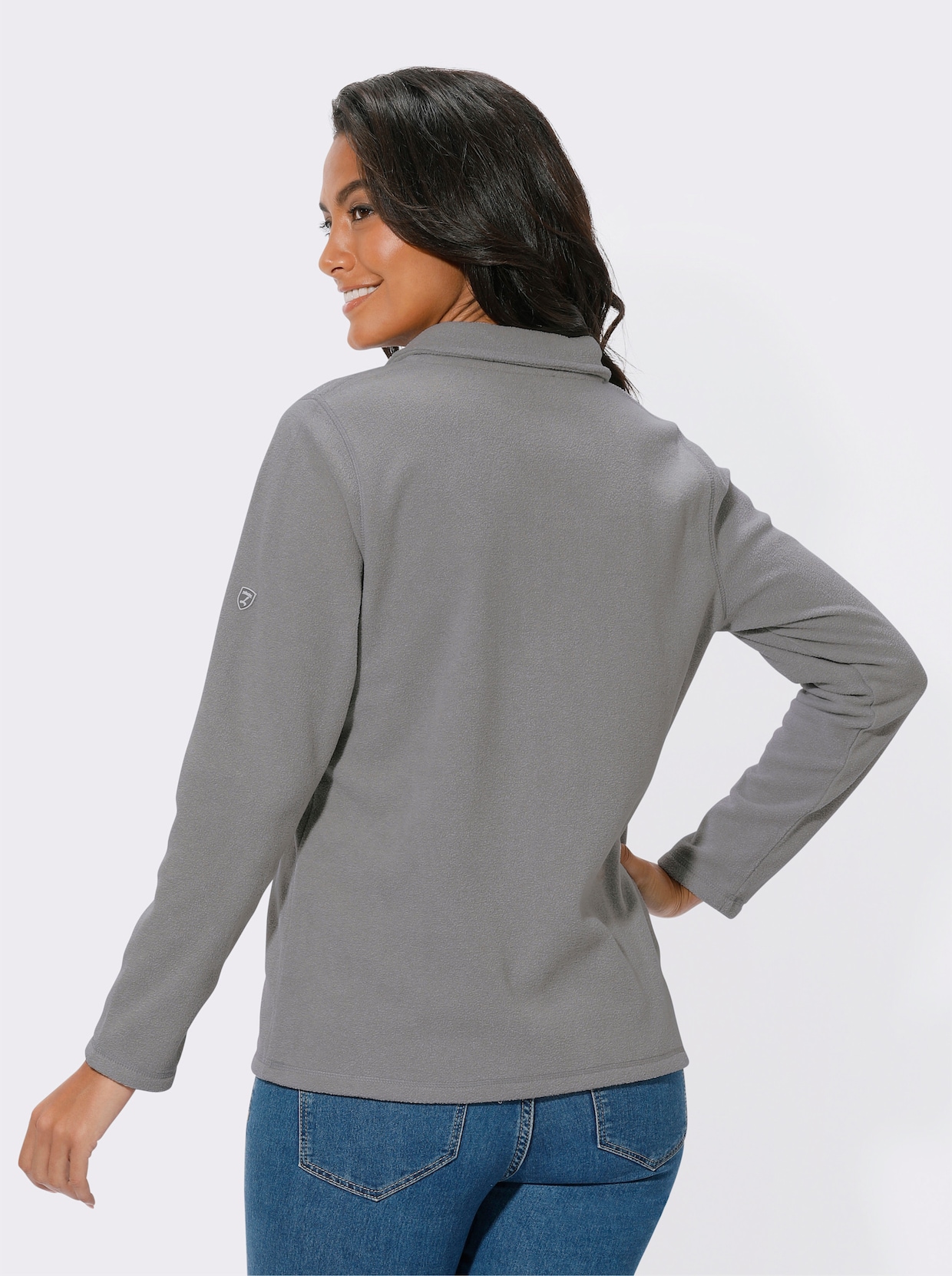 Fleece-Shirt - grau-meliert