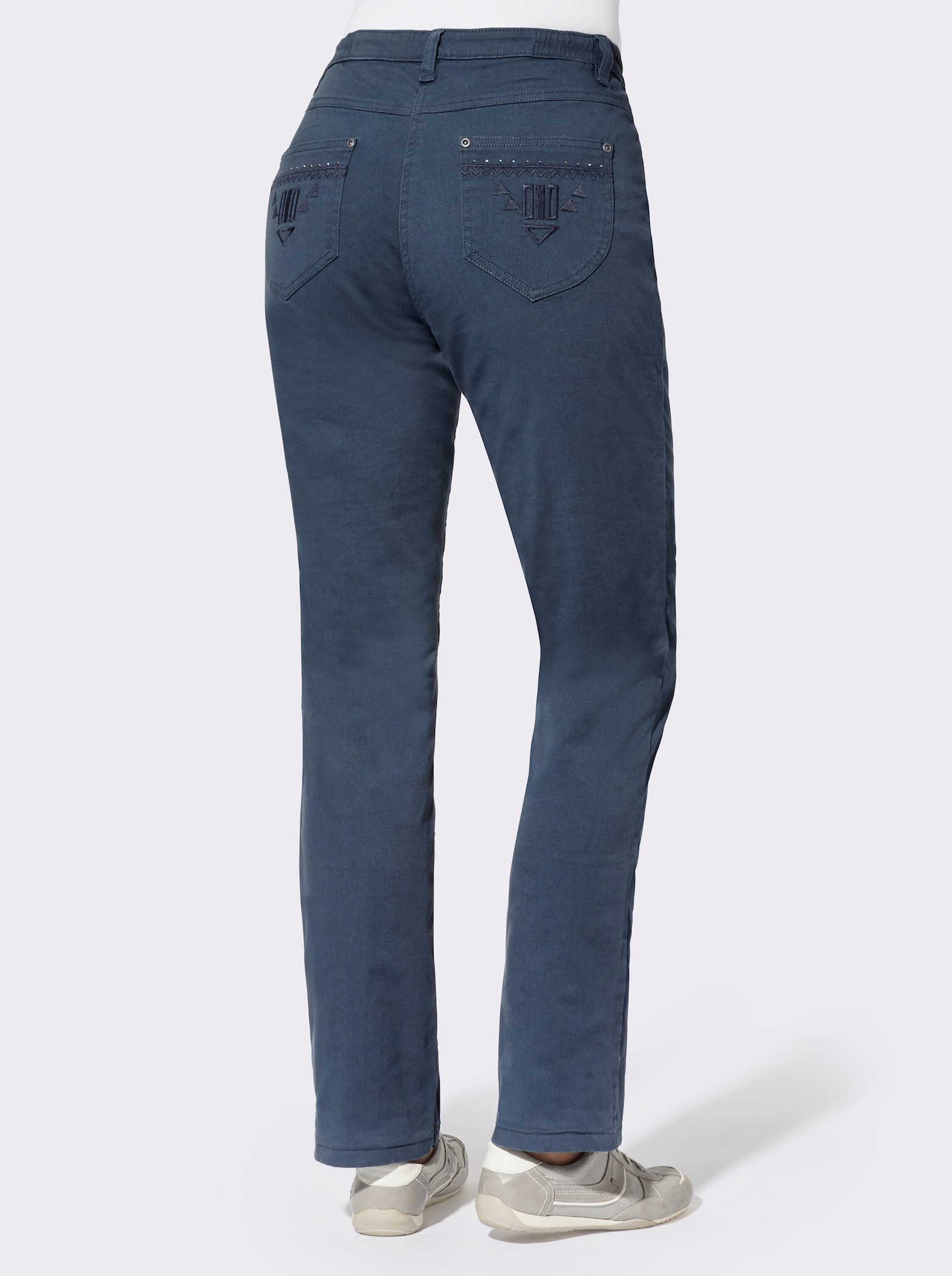 Jeans met versiering van pailletten - donkerblauw