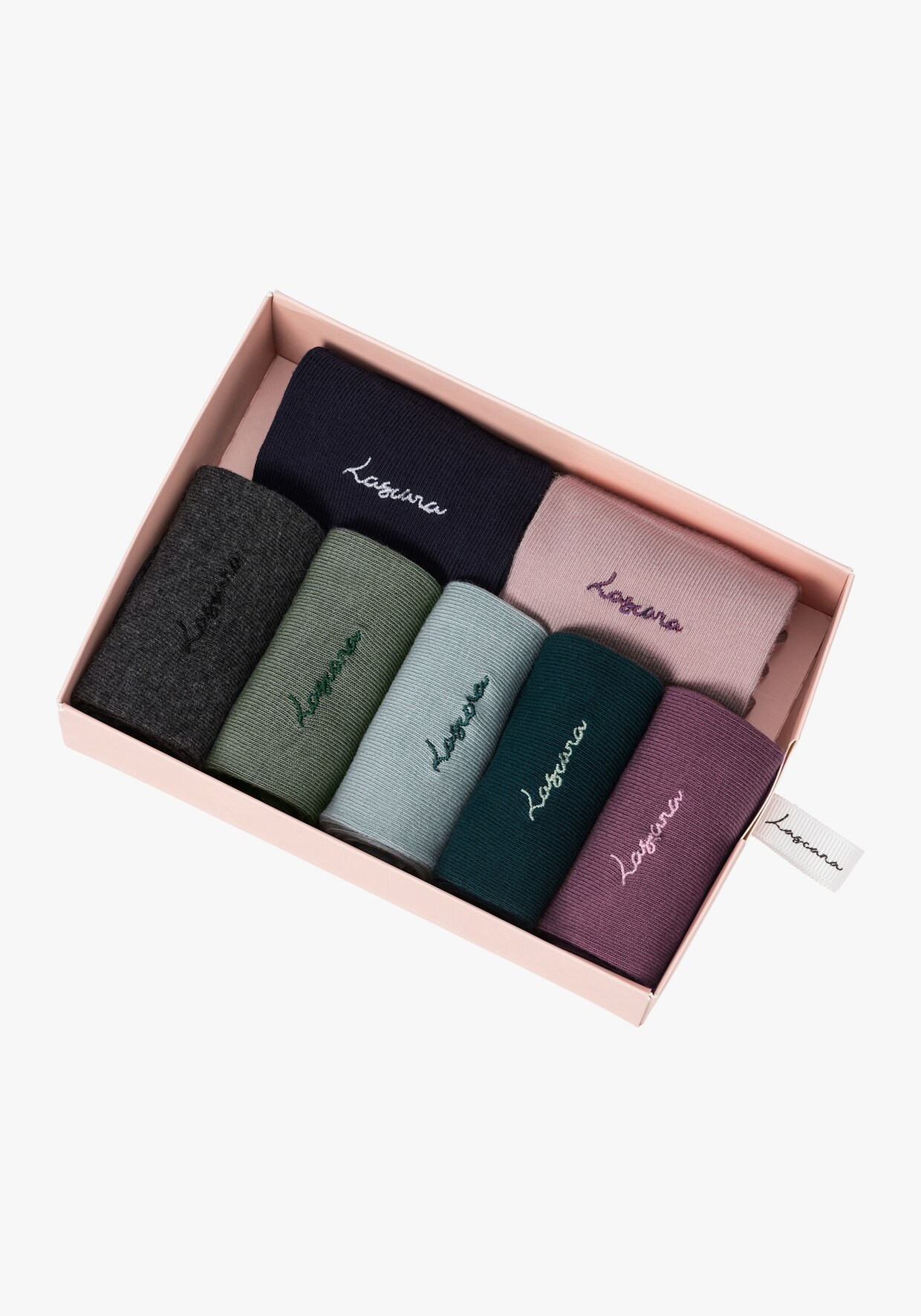 LASCANA chaussettes basiques - 1x vieux rose, 1x mûre, 1x pétrole, 1x vert, 1x marine, 1x anthracite chiné, 1x vert gris