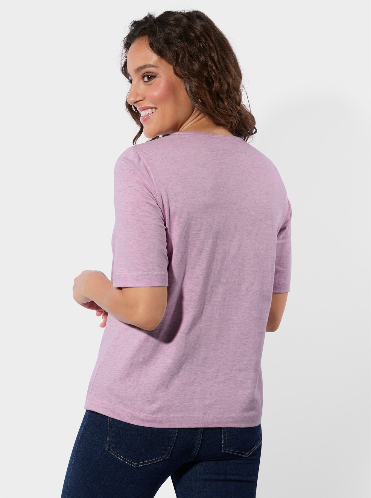 V-Shirt - rosé-meliert