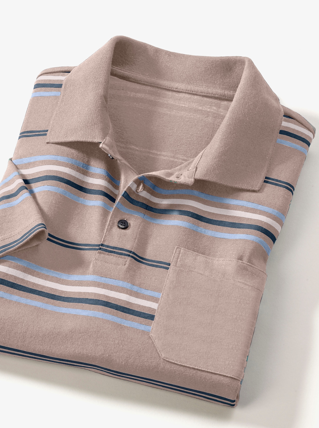 Poloshirt - beige-gestreift