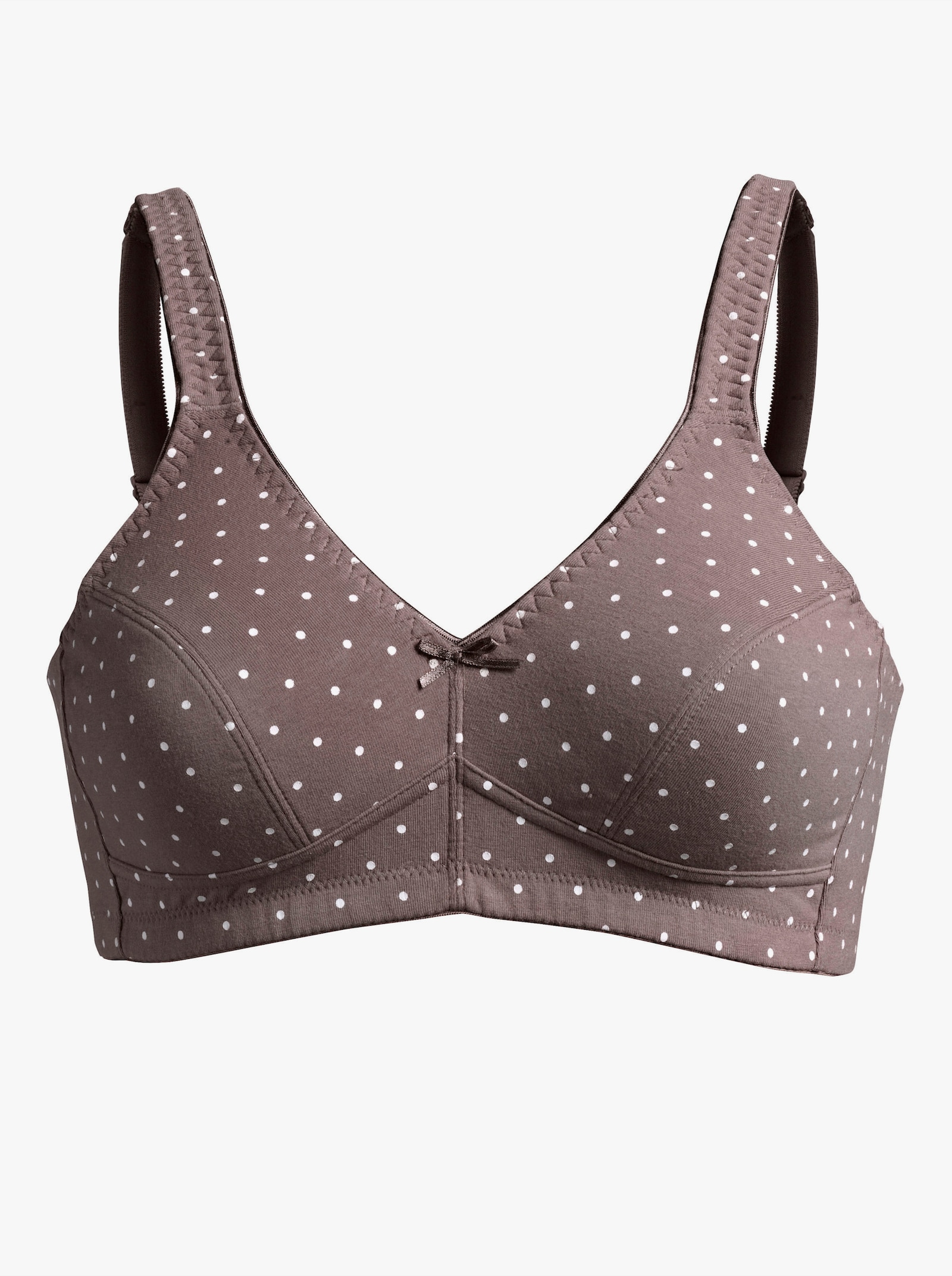 wäschepur BH ohne Bügel im Tupfen-Dessin - weiß + taupe