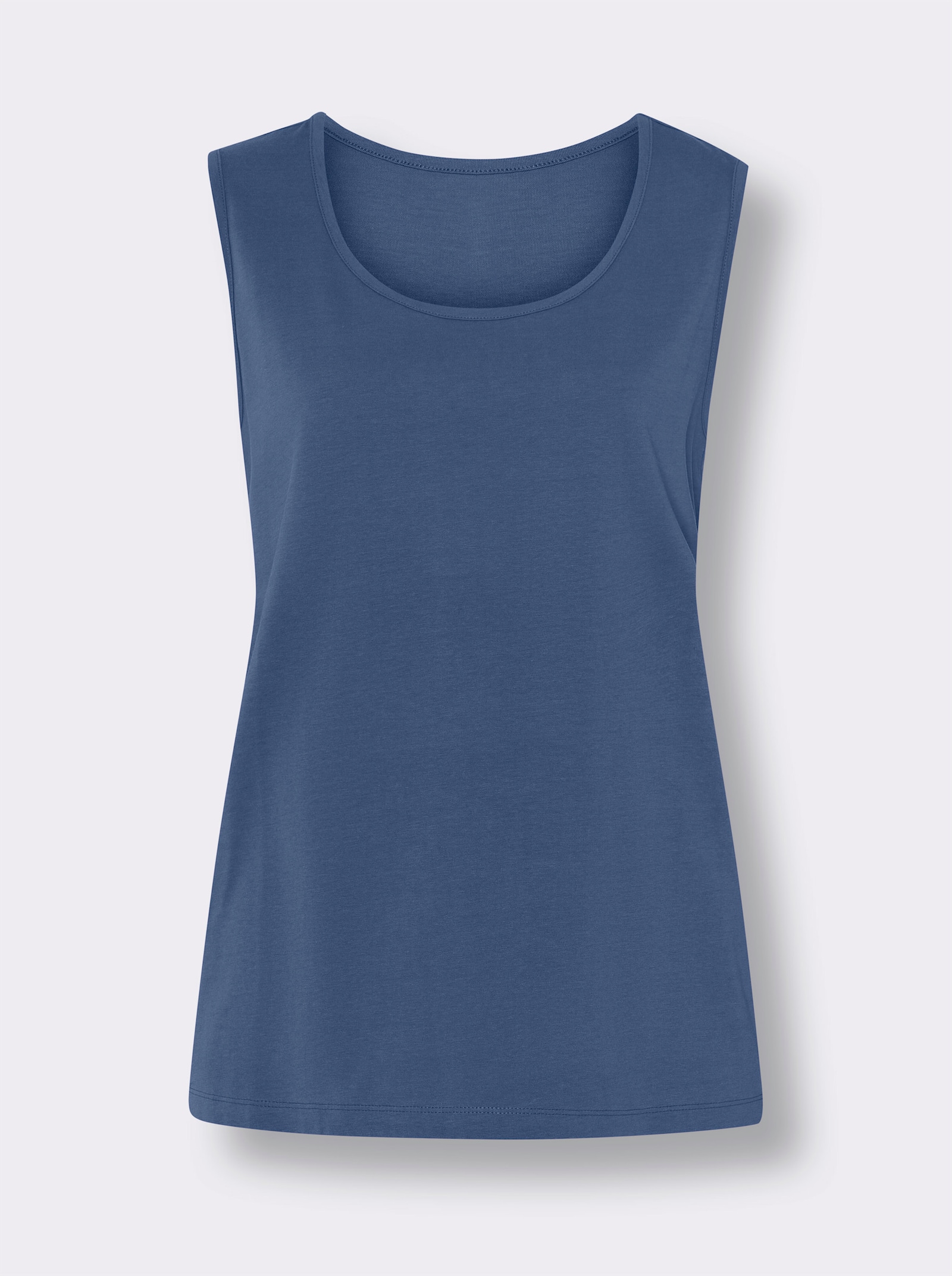 Ramienkový top, okrúhly výstrih - džínsová modrá