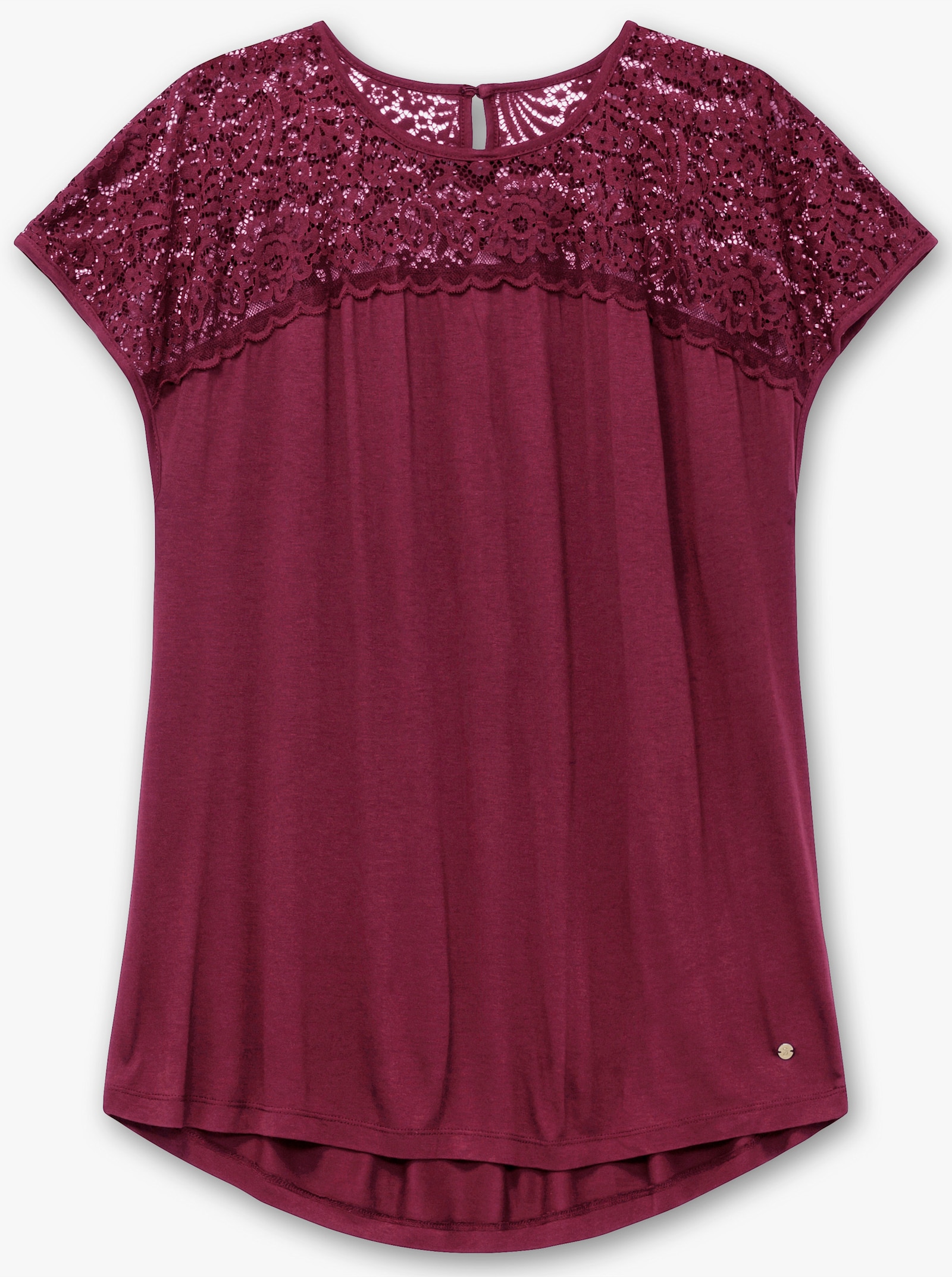 sheego Spitzenshirt in A-Linie - beere