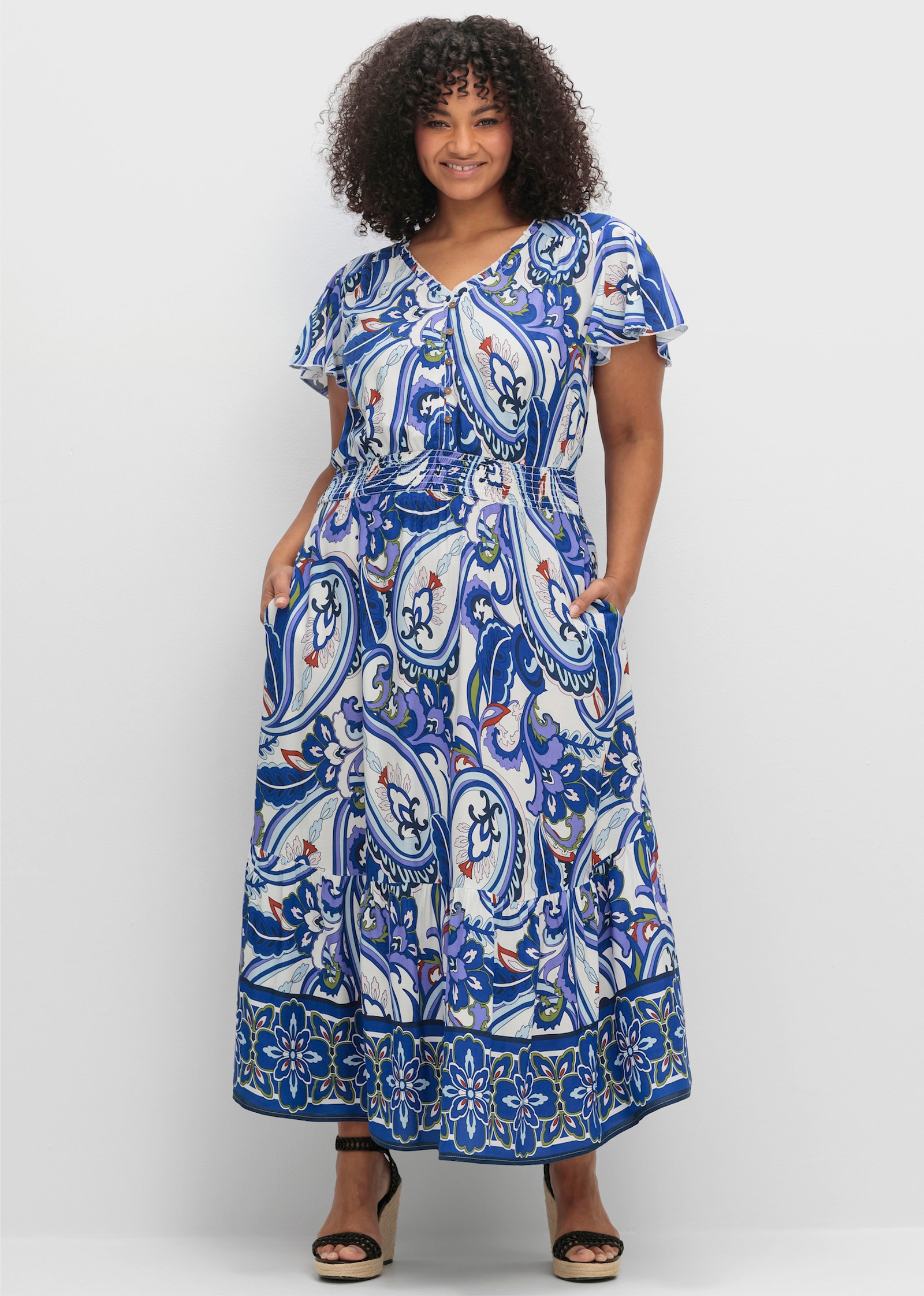 sheego by Joe Browns Maxikleid mit Paisleyprint - offwhite-gemustert