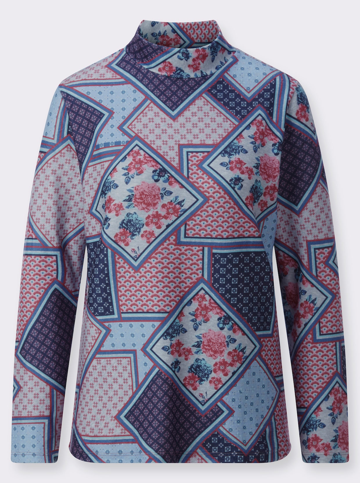 Shirt met opstaande kraag - jeansblauw/marine bedrukt
