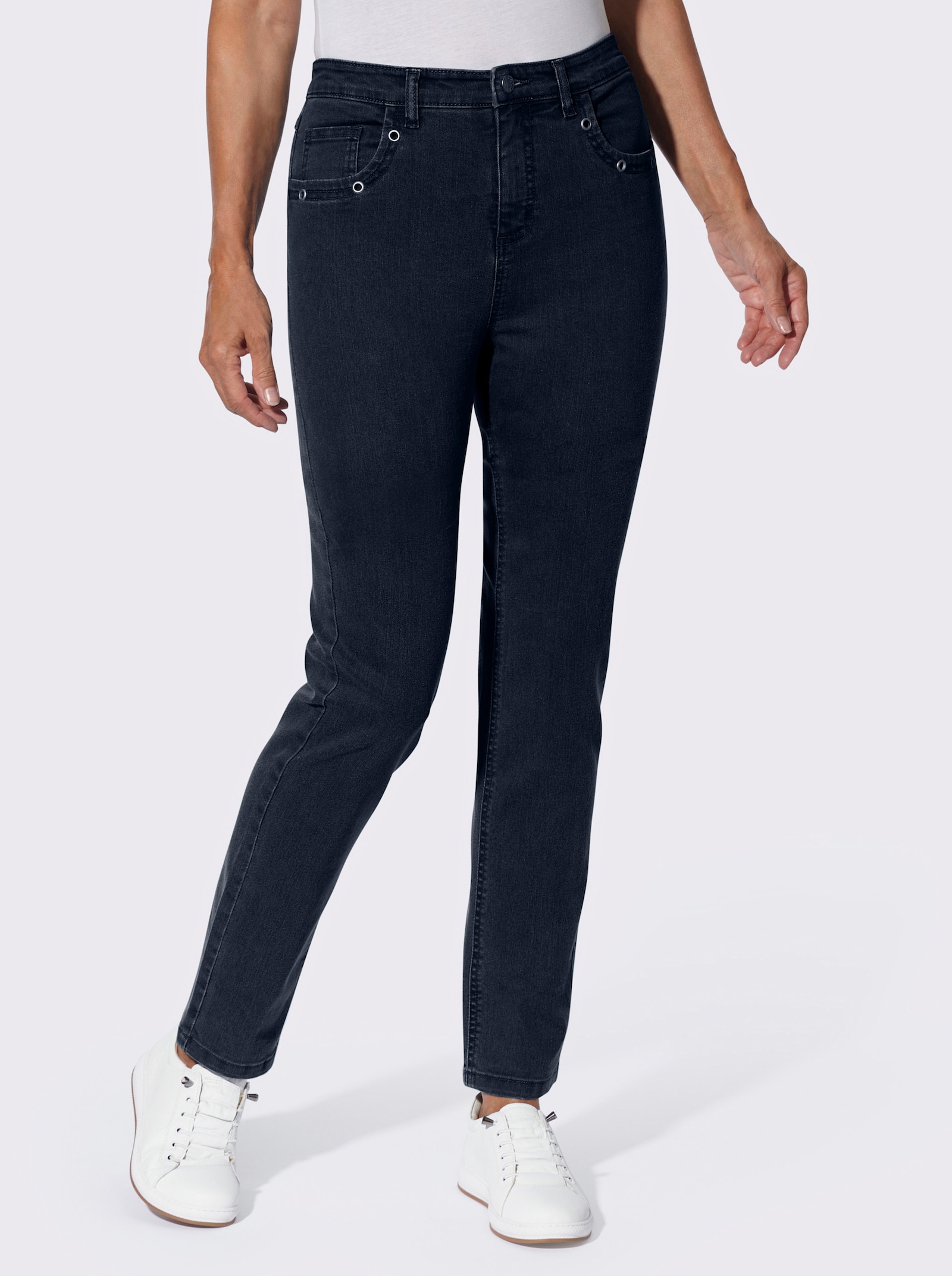 5-Pocket-Jeans mit Ösenverzierung - dark blue