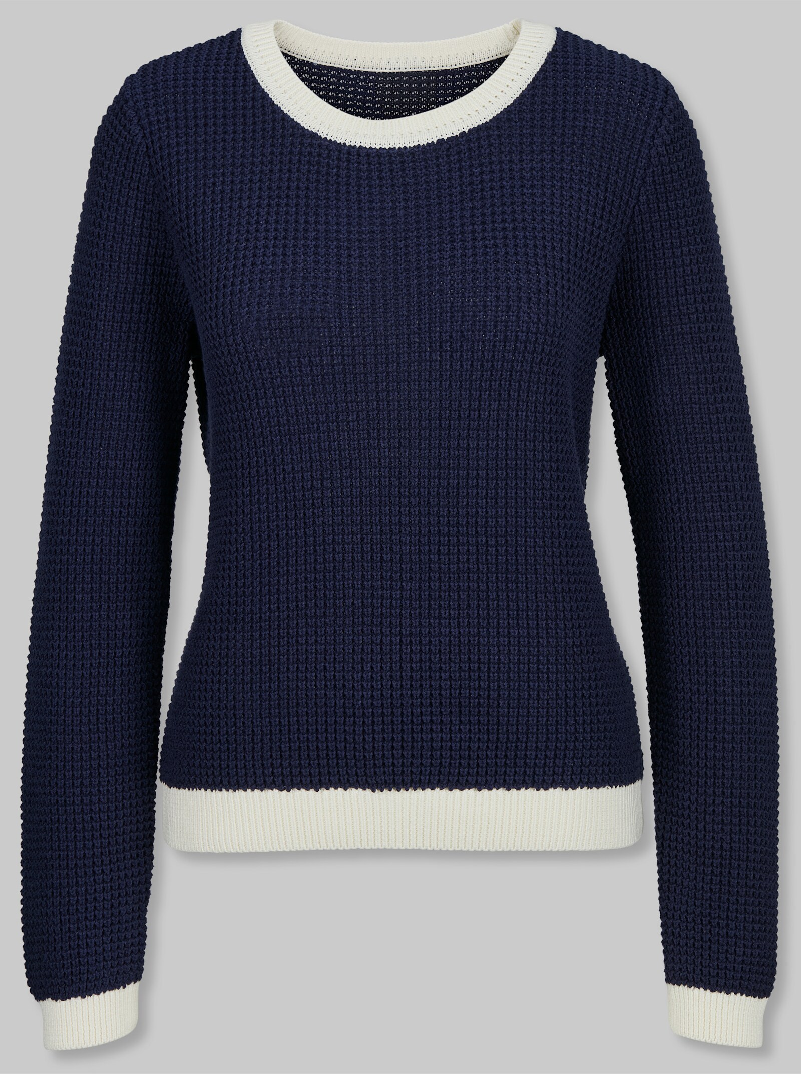 heine Pullover mit Kontrast-Bündchen - marine