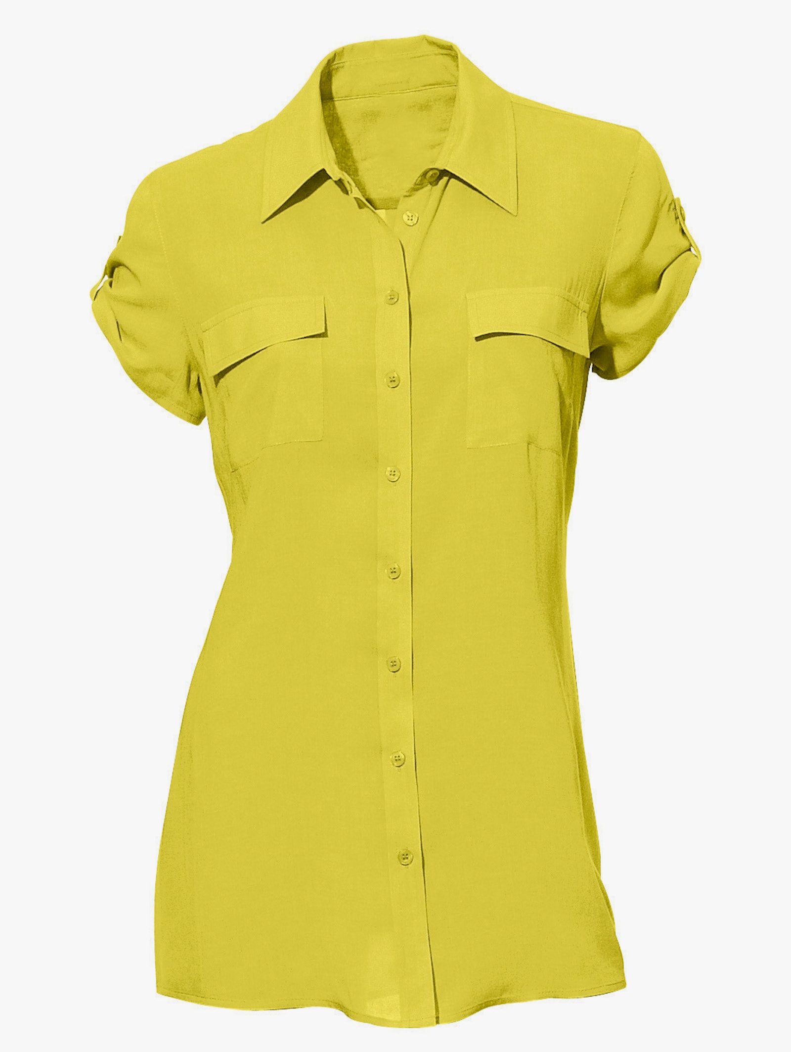 heine Kurzarm-Bluse im Viskose-Mix - limone