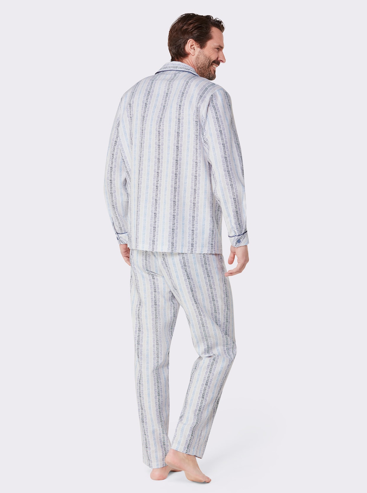 KINGsCLUB Pyjama - weiß-taubenblau-bedruckt