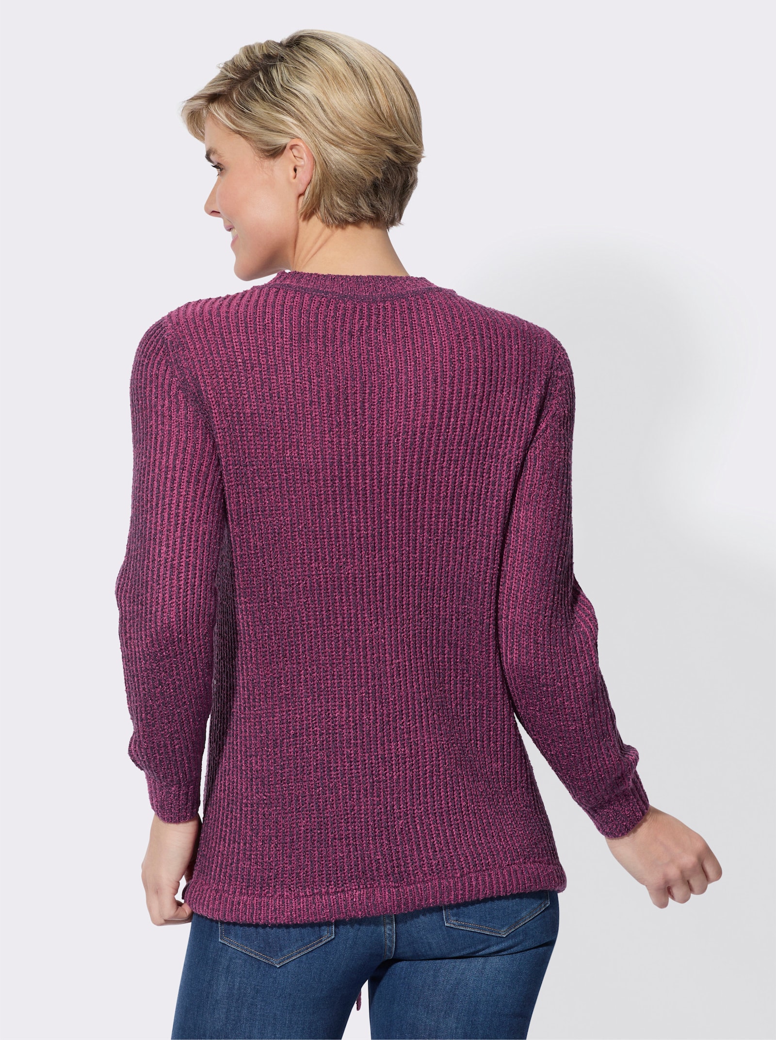 Bouclé-Pullover in Strickstruktur - traube-erika-meliert