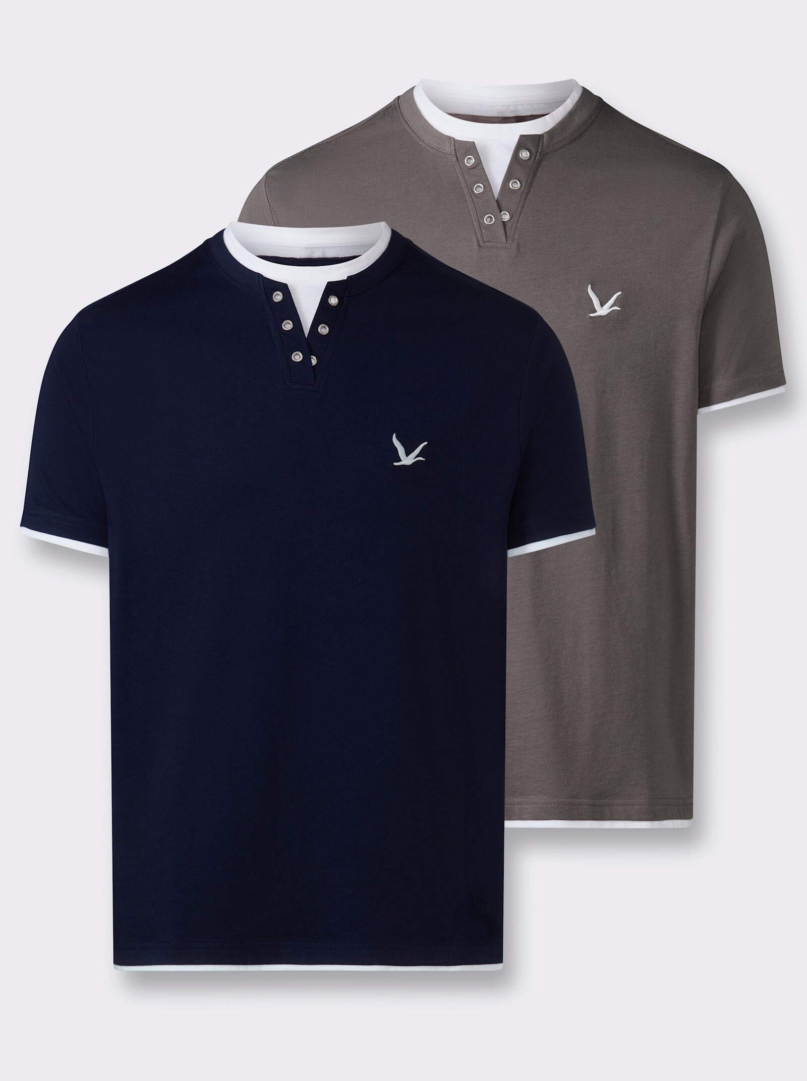 Kurzarmshirt im Doppelpack - marine + anthrazit