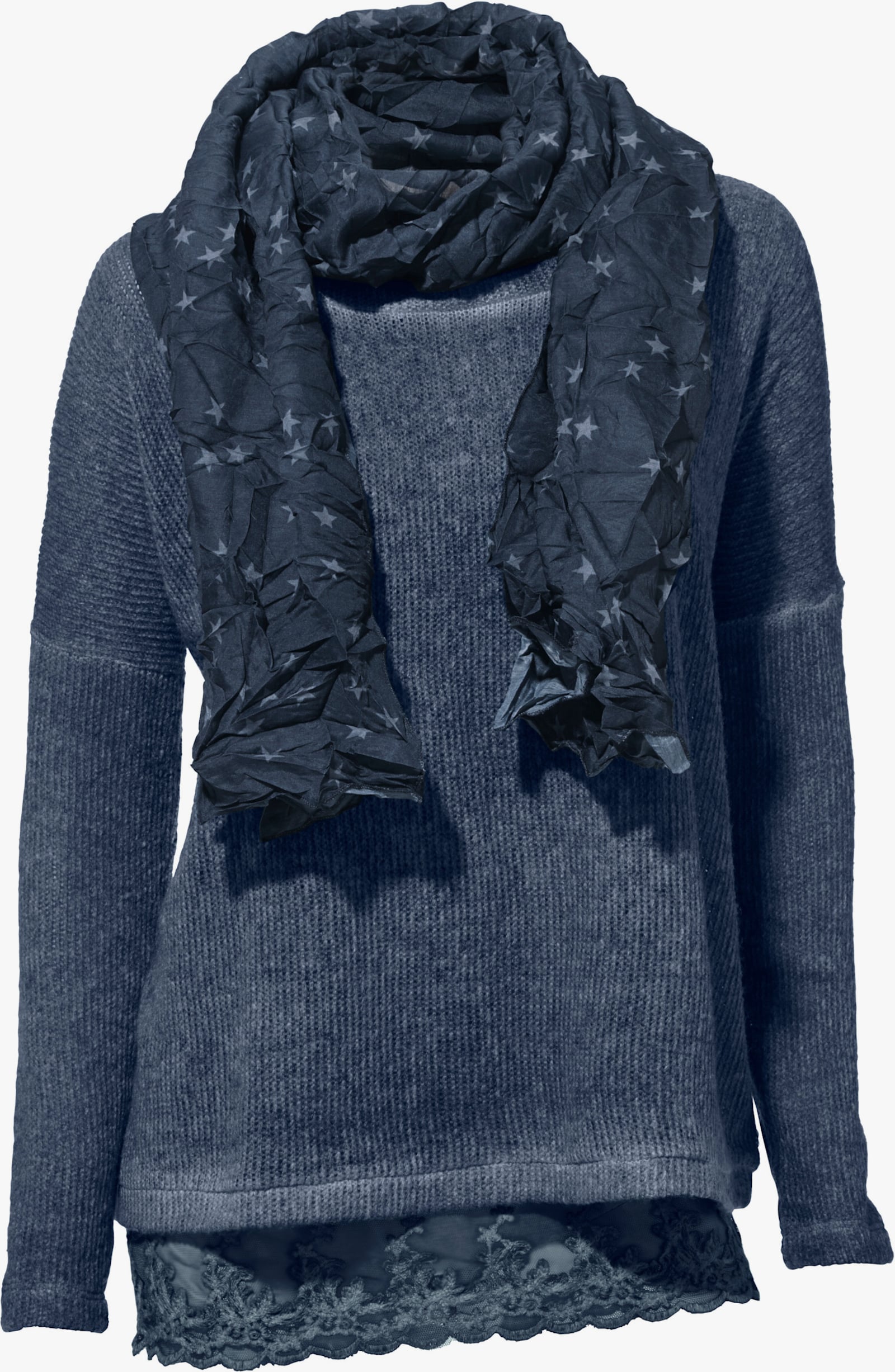 heine 2-in-1-Shirt mit Schal - blau