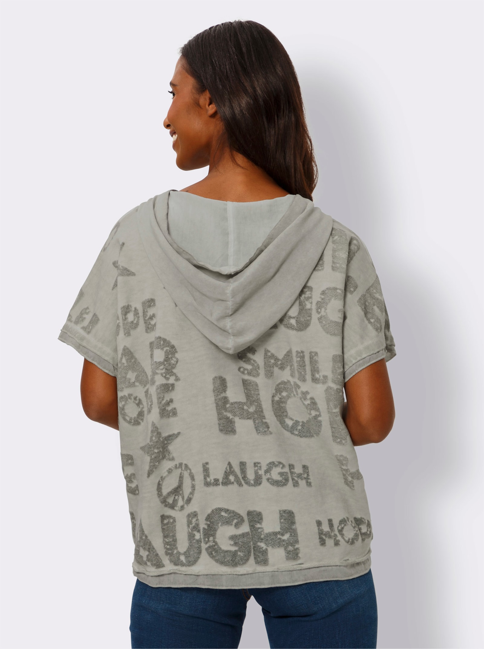 heine Kapuzenshirt mit Oil-dyed-Waschung - khaki